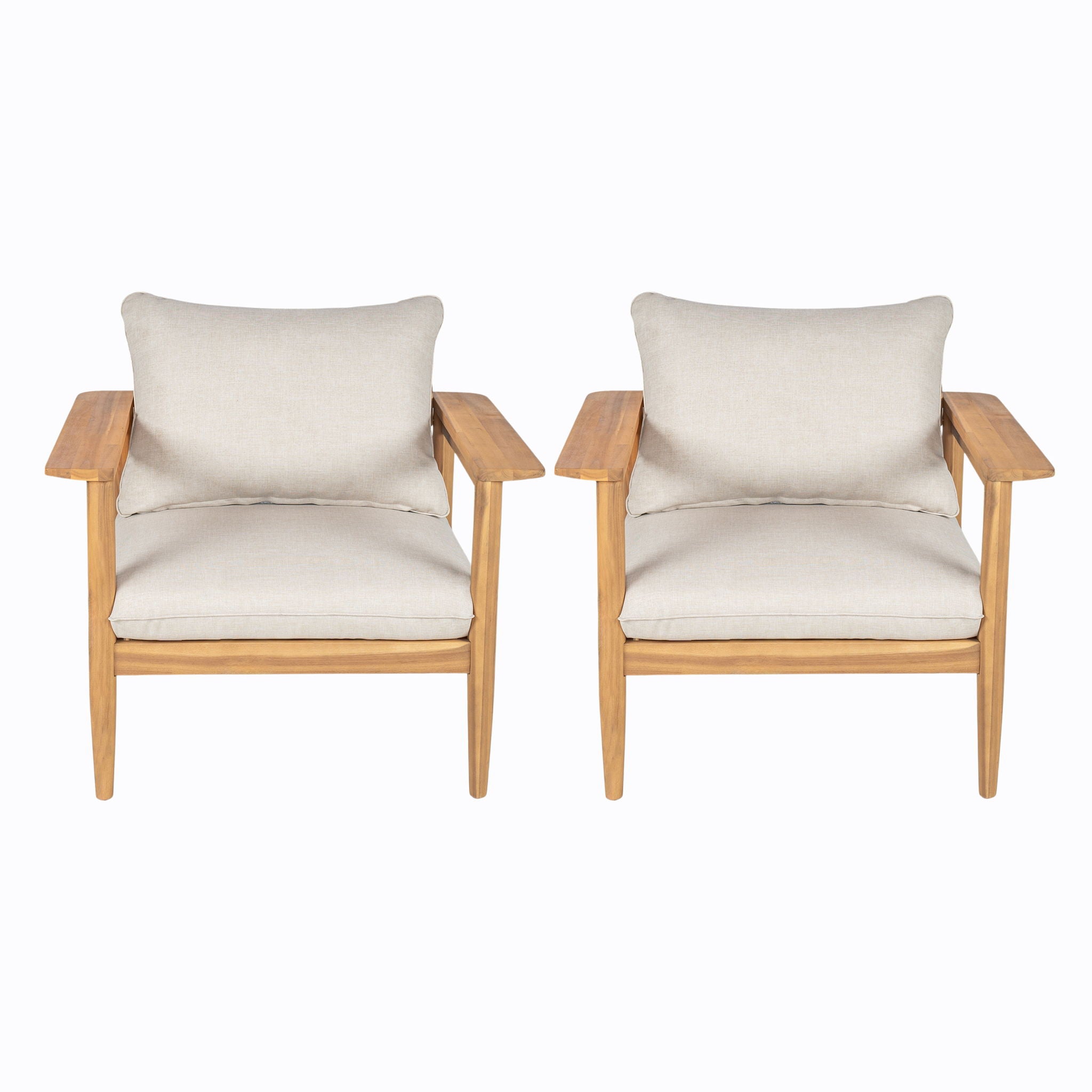 Terassi - Outdoor Lounge Chair (Set of 2) With Cushions - Beige / Light Teak