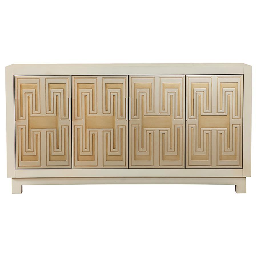 Coaster Fine Furniture Voula - 4 Door Wood Accent Storage Cabinet - White And Gold | Meri Furniture