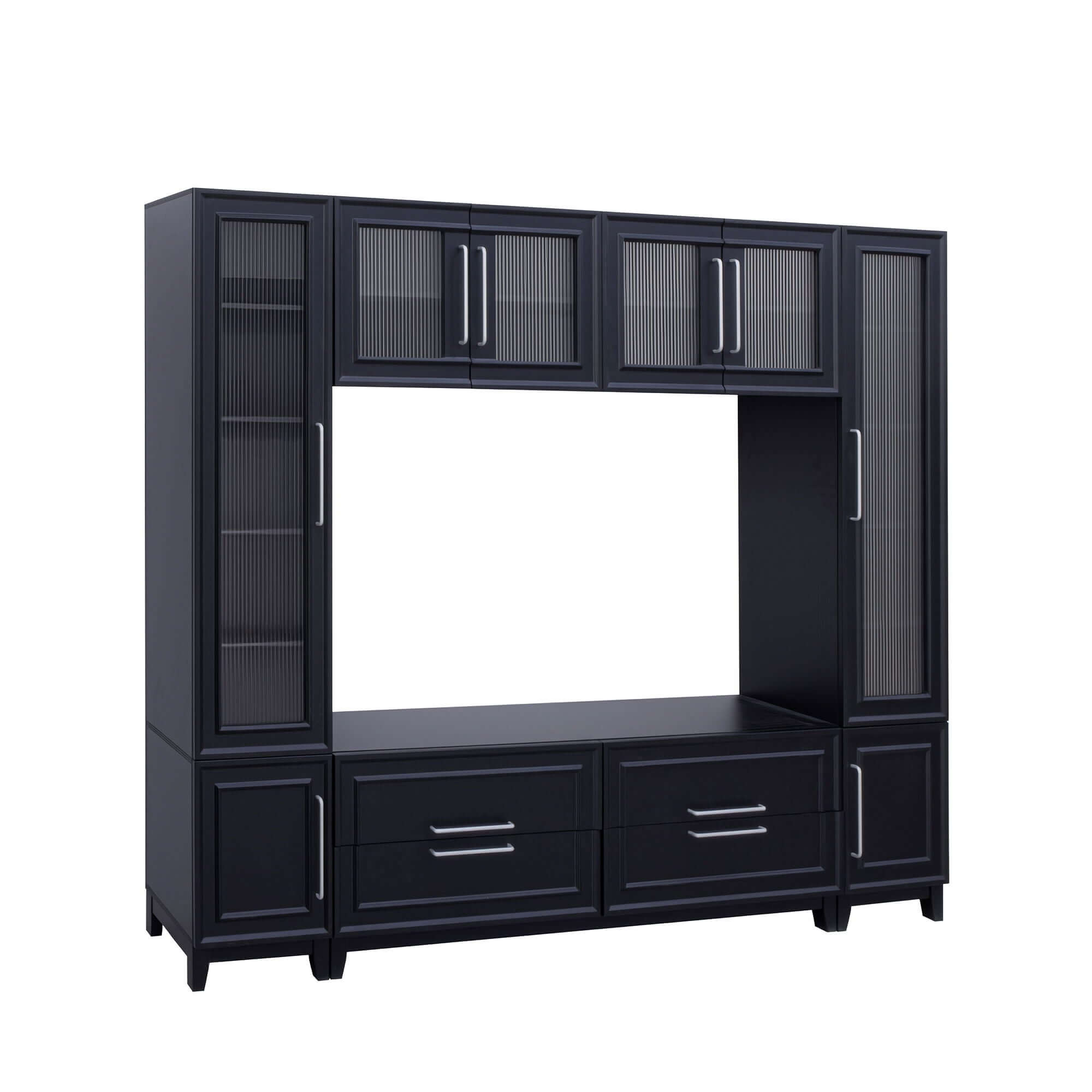 Wall Unit Modern Entertainment Center With Glass Doors