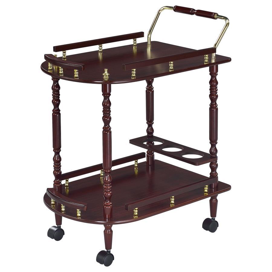 Coaster Fine Furniture Palmer - 2-Tier Rectangular Wood Bar Cart - Merlot | Meri Furniture