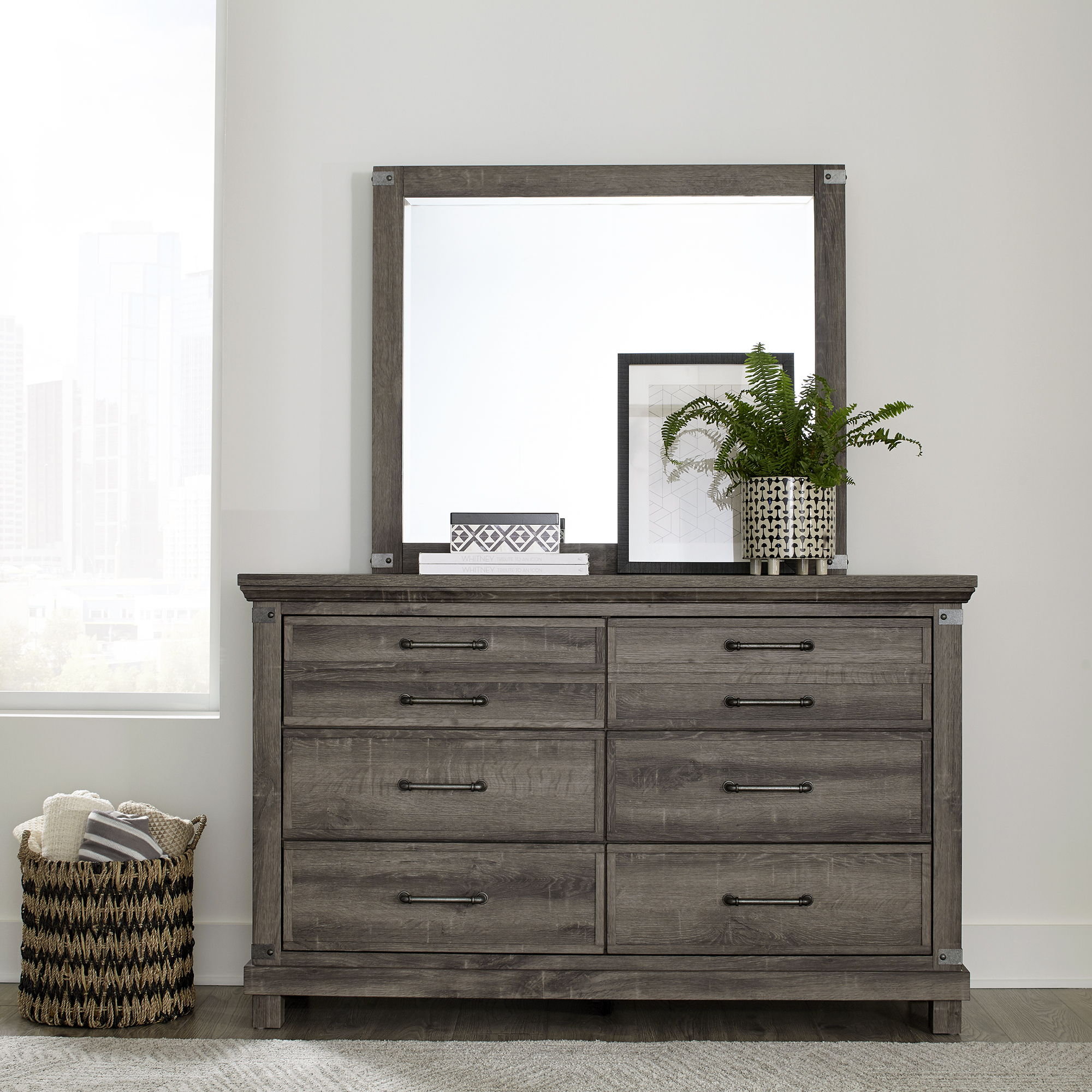 Liberty Furniture Lakeside Haven - Dresser & Mirror - Dark Brown | Meri Furniture