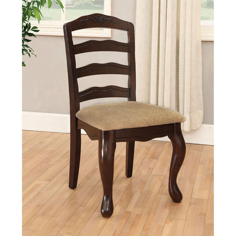 Furniture of America Townsville - Side Chair (Set of 2) - Dark Walnut / Tan | Meri Furniture