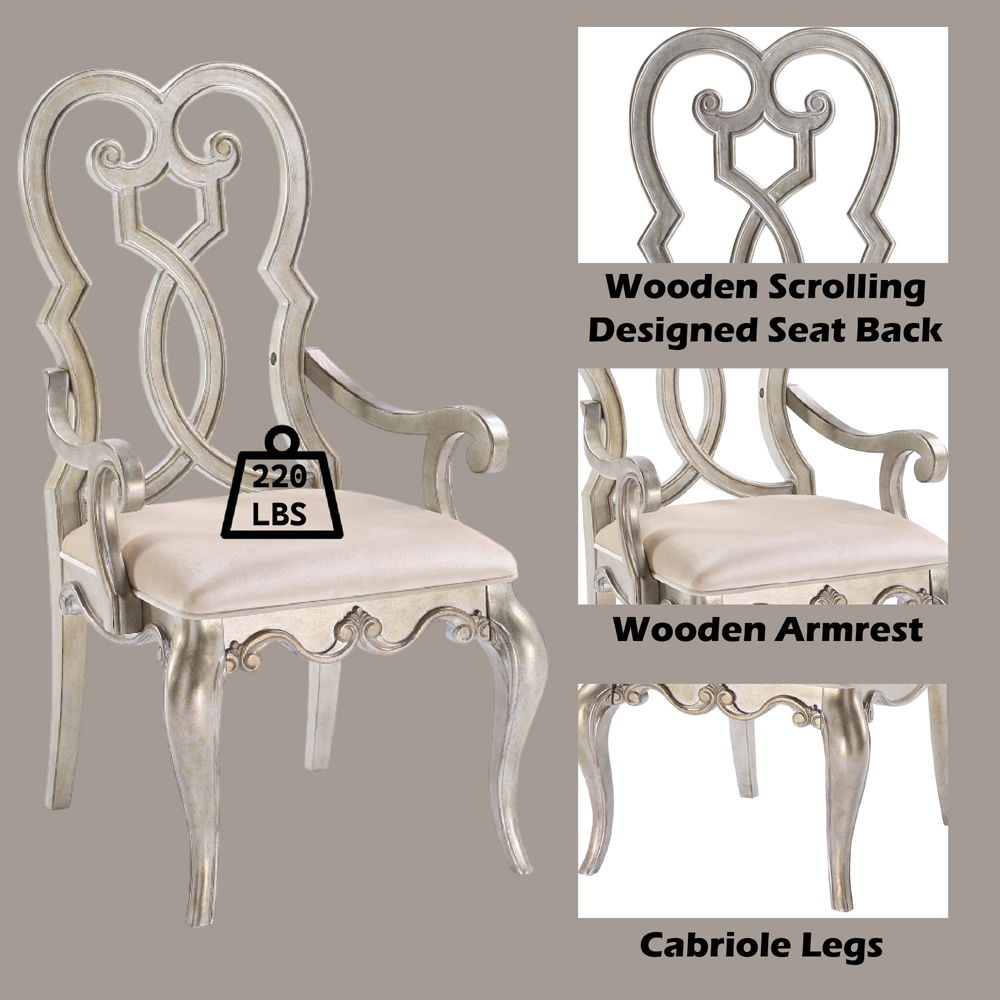 Esteban - Arm Chair Set of 2) - Ivory Velvet & Antique Champagne