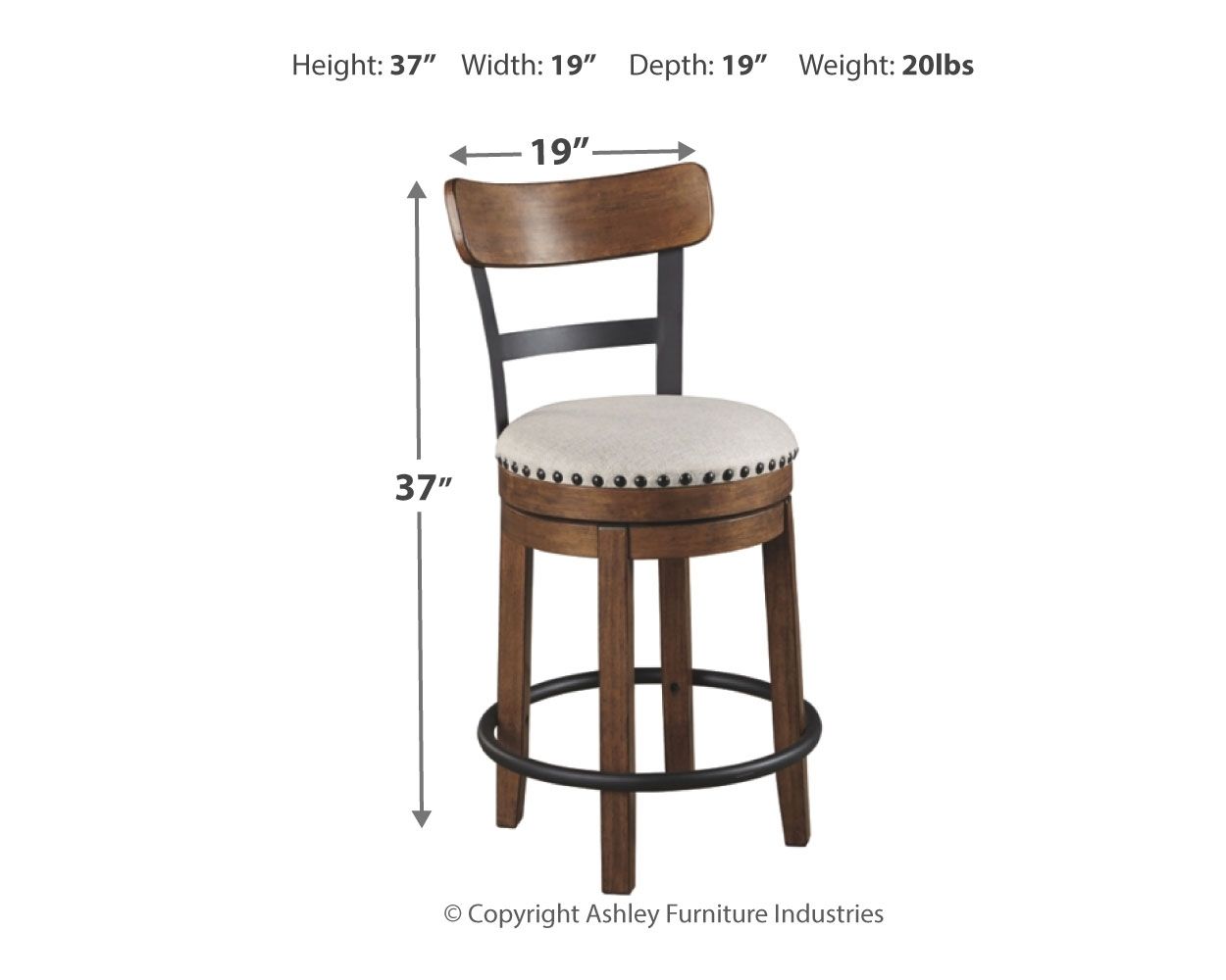 Signature Design by Ashley® Valebeck - Full Back Swivel Stool | Meri Furniture