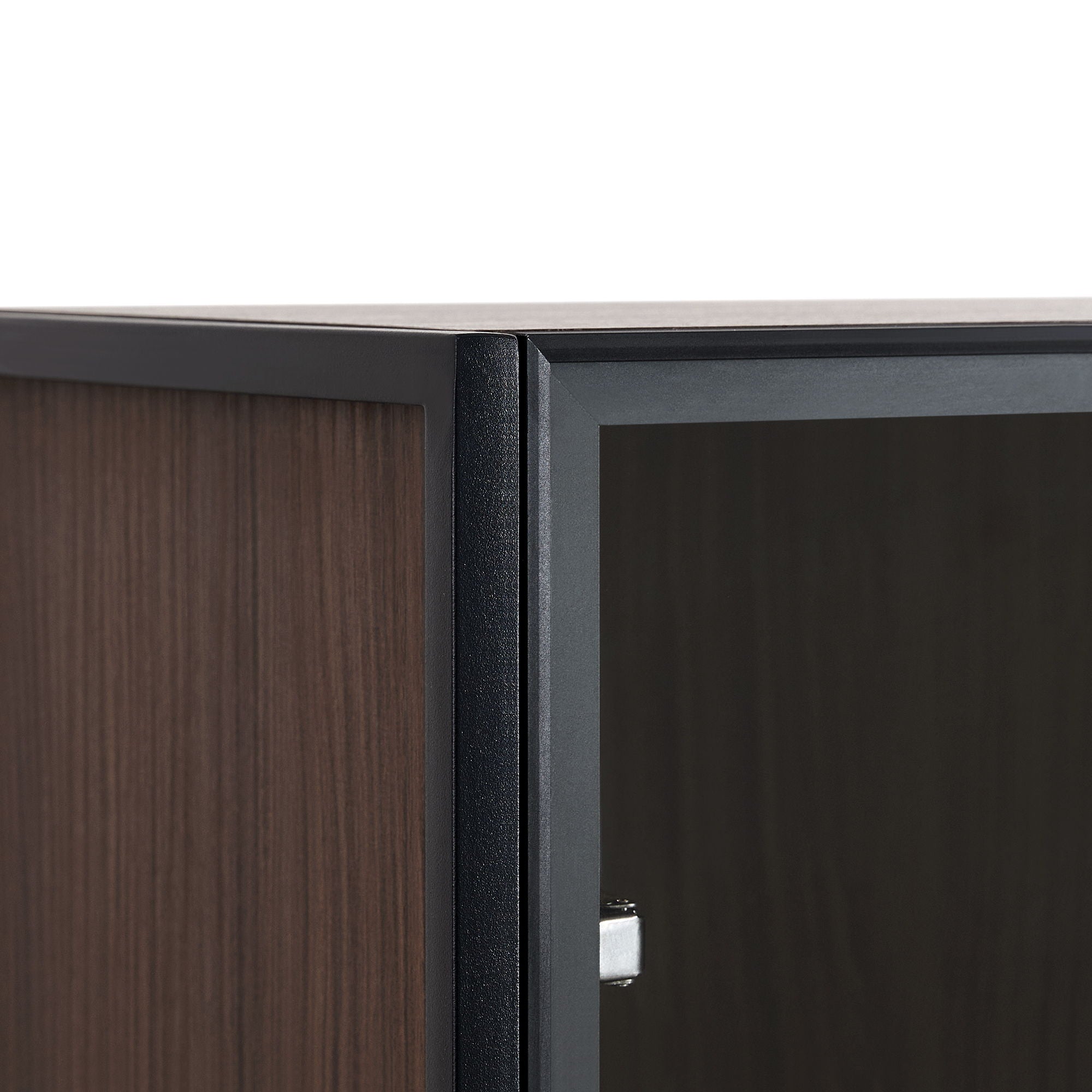 Modern Minimalist Tall Lighted Display Cabinet With Tempered Glass Door - Black / Dark Walnut