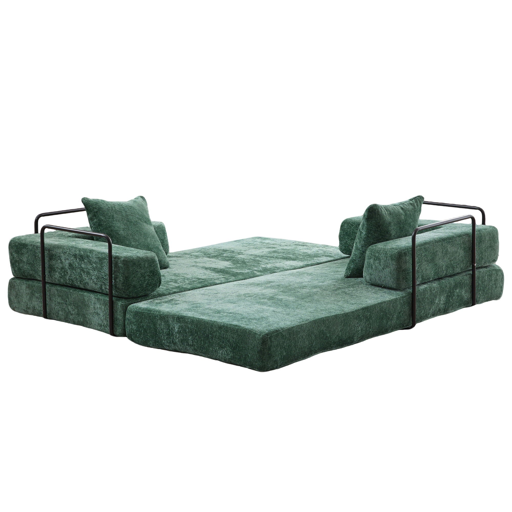 Convertible Floor Sofa Bed With Pillow Back Support Armrest