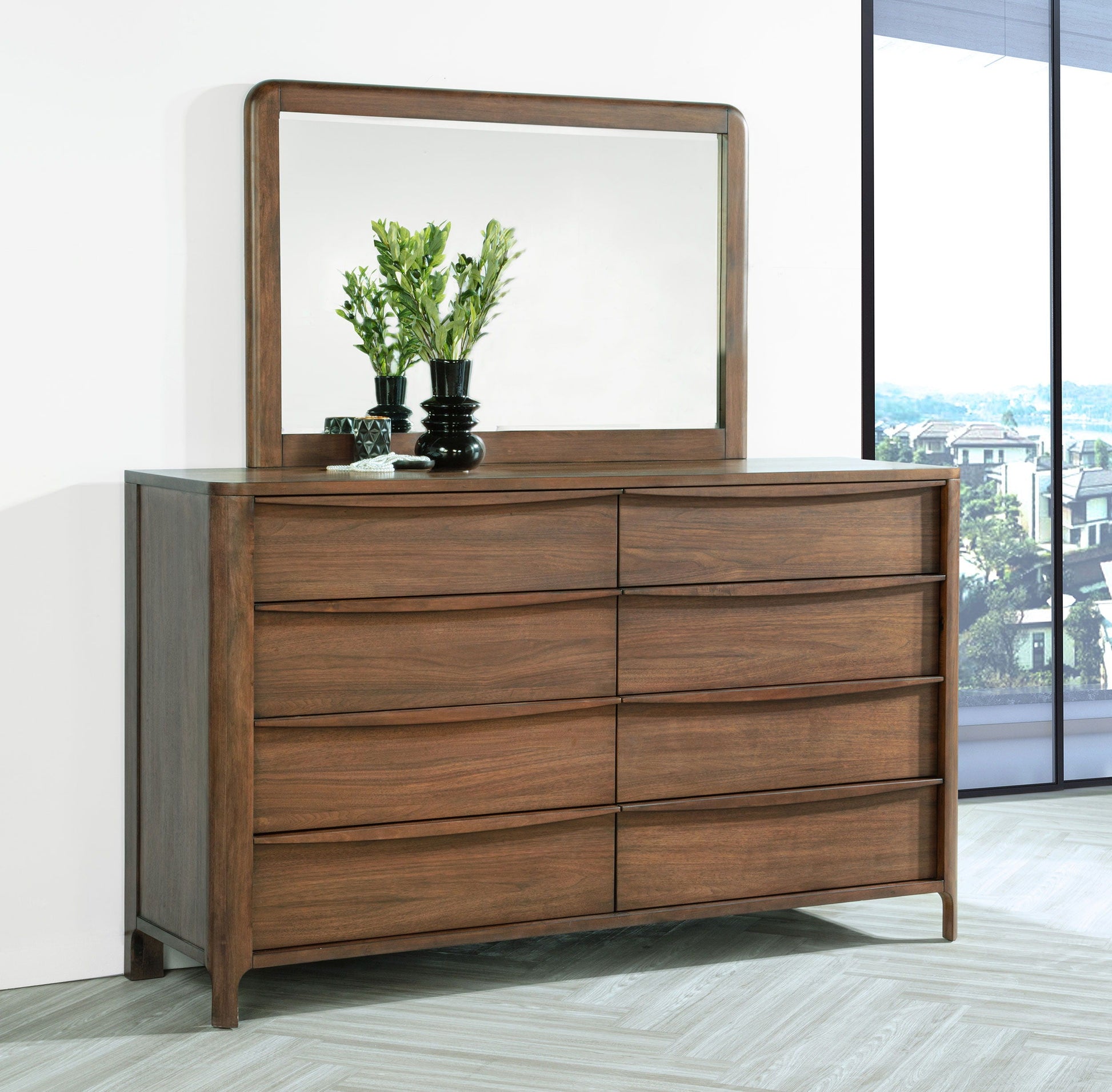 Coaster Fine Furniture Maderia - 8-Drawer Dresser And Mirror - Walnut | Meri Furniture
