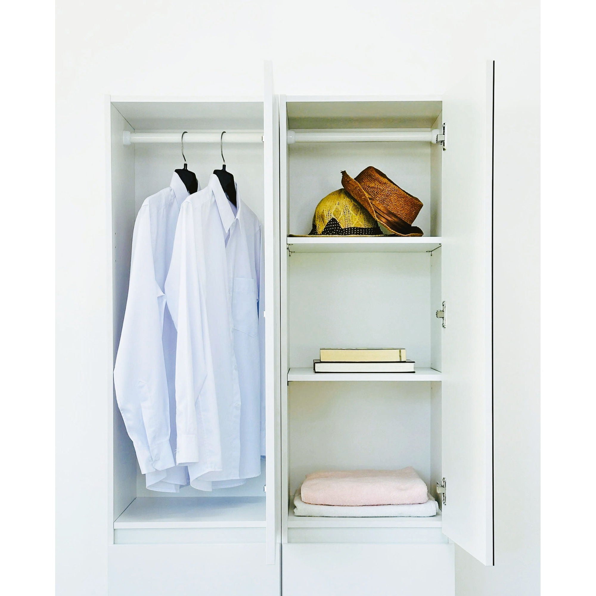 Elise - Slim Modular Wood Closet Cabinet With Drawers In Durable Melamine And Wood 71" Height - White