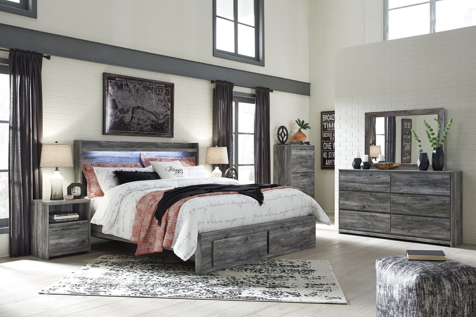 Signature Design by Ashley® Baystorm - LED Panel Bed | Meri Furniture