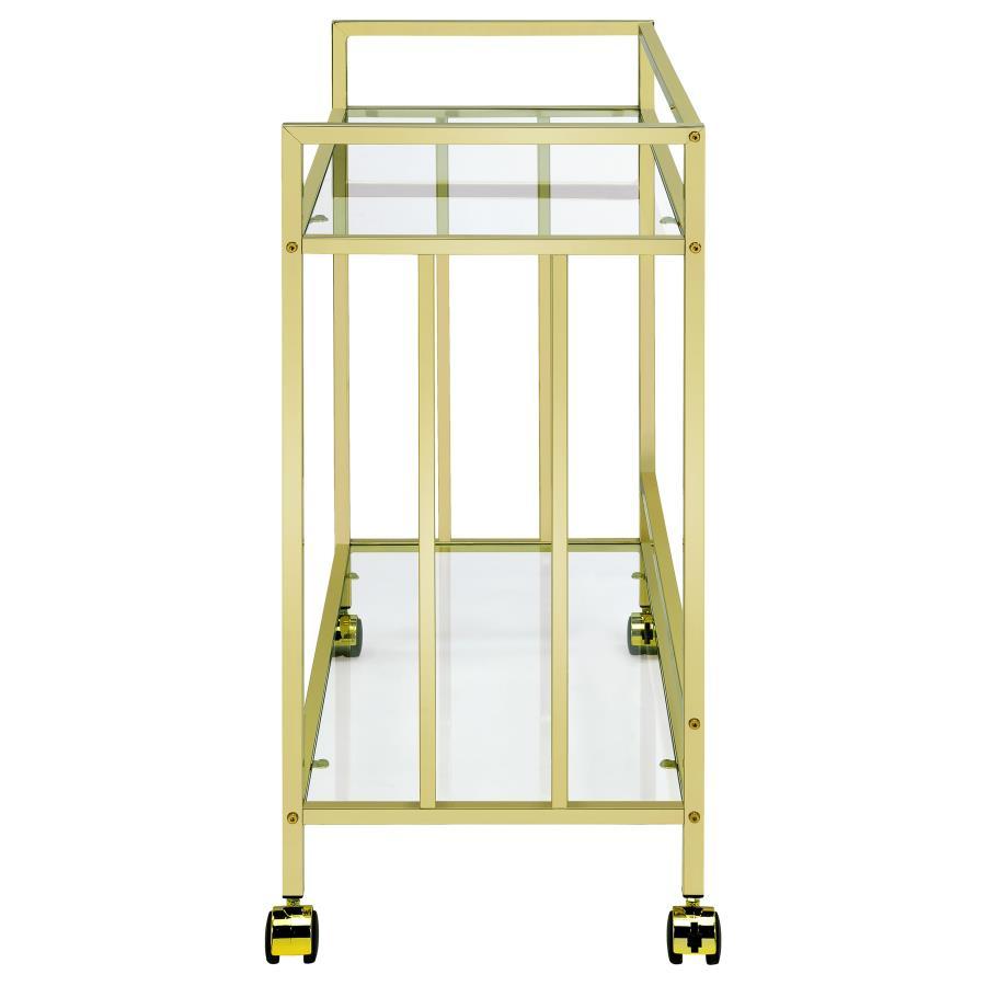 Coaster Fine Furniture Cara - 2-tier Rectangular Glass Shelf Metal Bar Cart | Meri Furniture