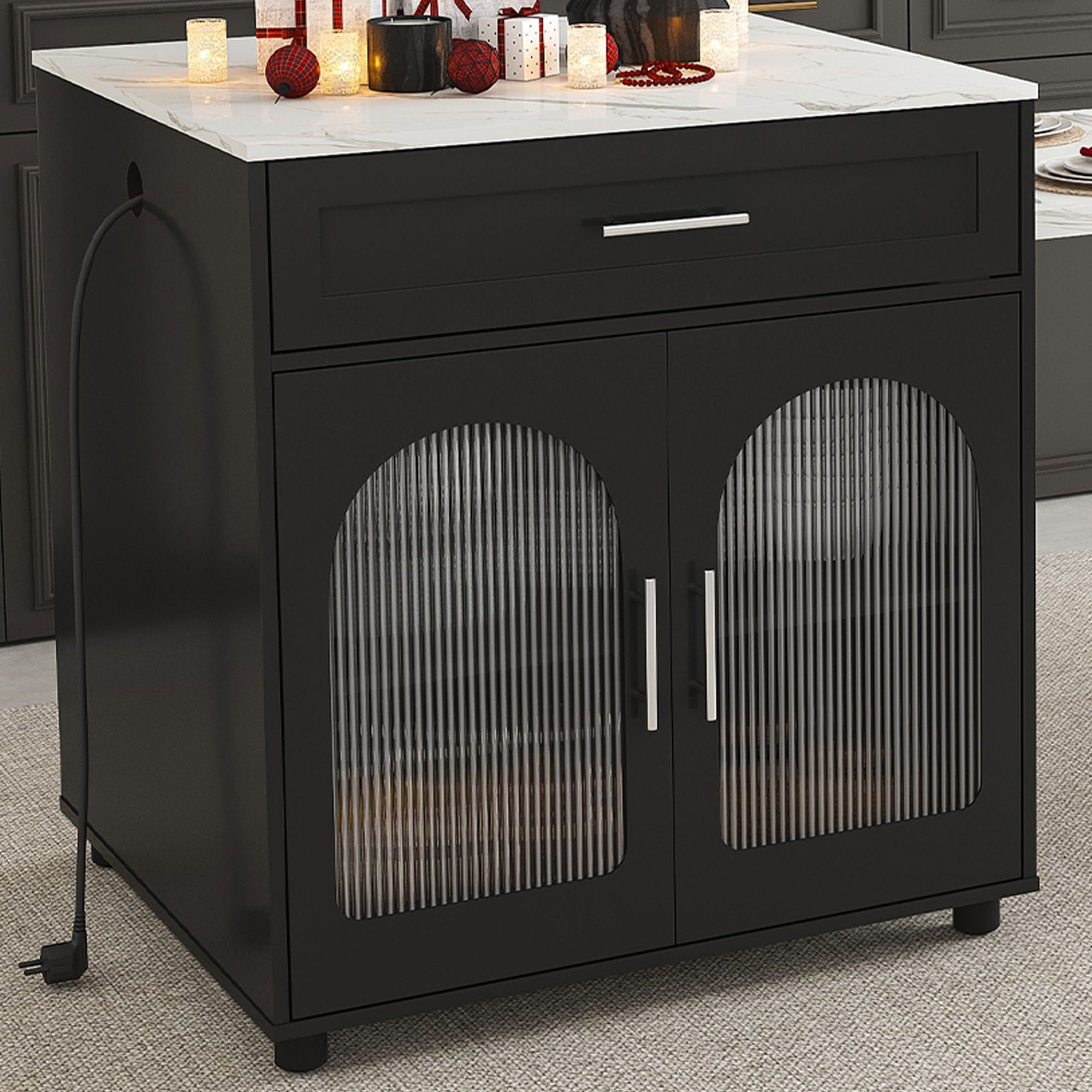 Expandable Kitchen Island With Power Outlet