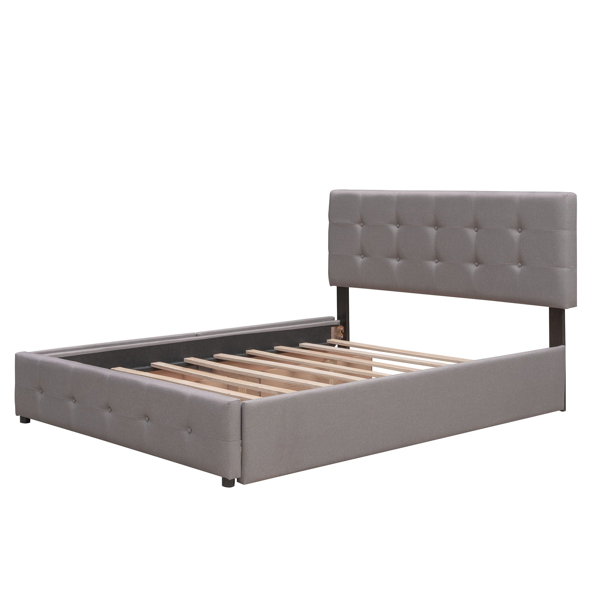 Upholstered Platform Bed With Classic Headboard And Drawers, No Box Spring Needed