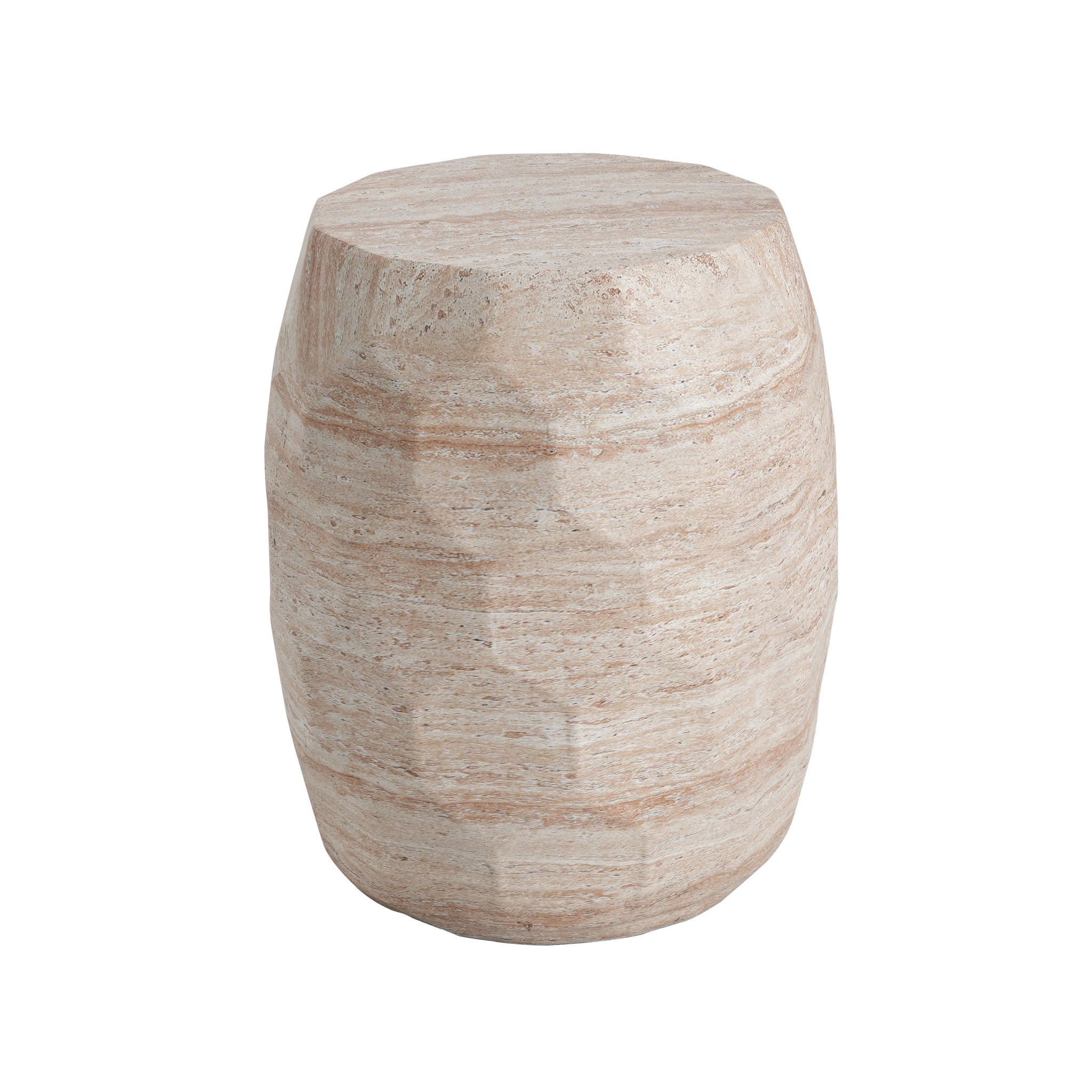 Travertine Lightweight Concrete Side Table For Indoor / Outdoor Use - Beige