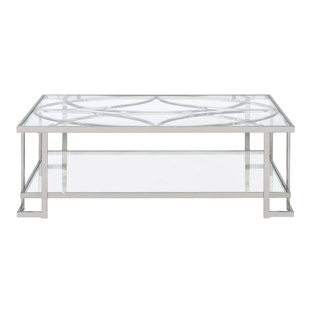 ACME Kalan - Coffee Table - Glass & Silver | Meri Furniture