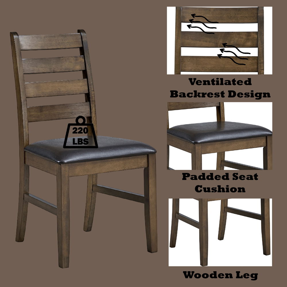 Damica - Side Chair Set of 2) - Brown Synthetic Leather & Walnut