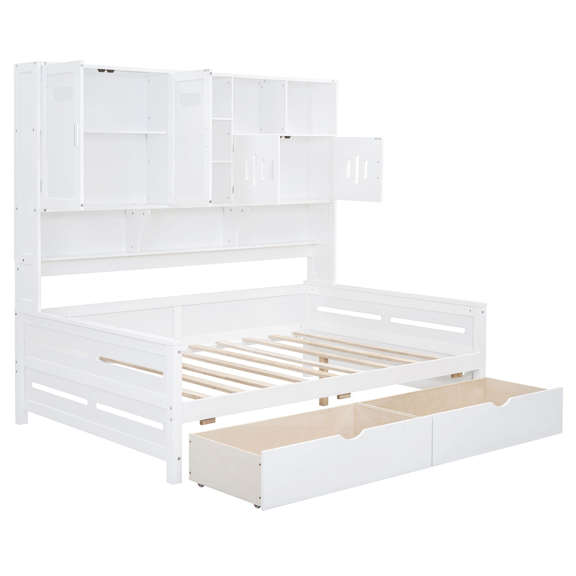 Daybed With All-In-One Cabinet And Shelf