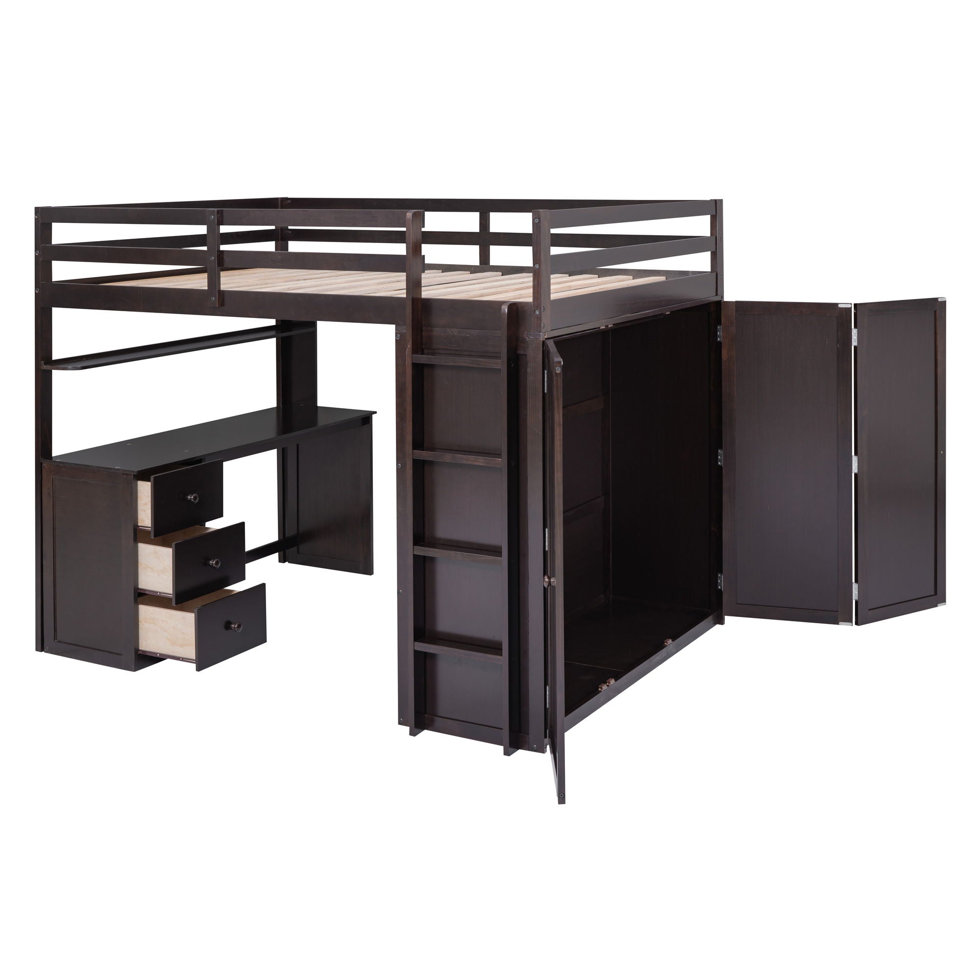 Loft Bed With Drawers, Desk, And Wardrobe