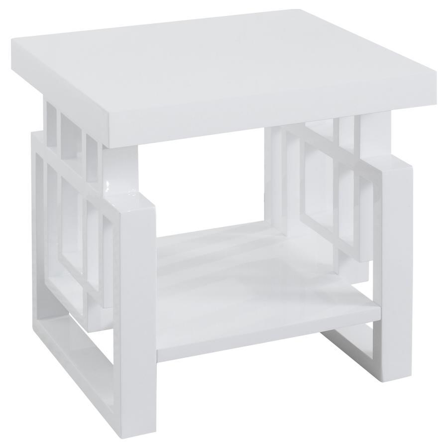 Coaster Fine Furniture Schmitt - Rectangular Side End Table - White High Gloss | Meri Furniture