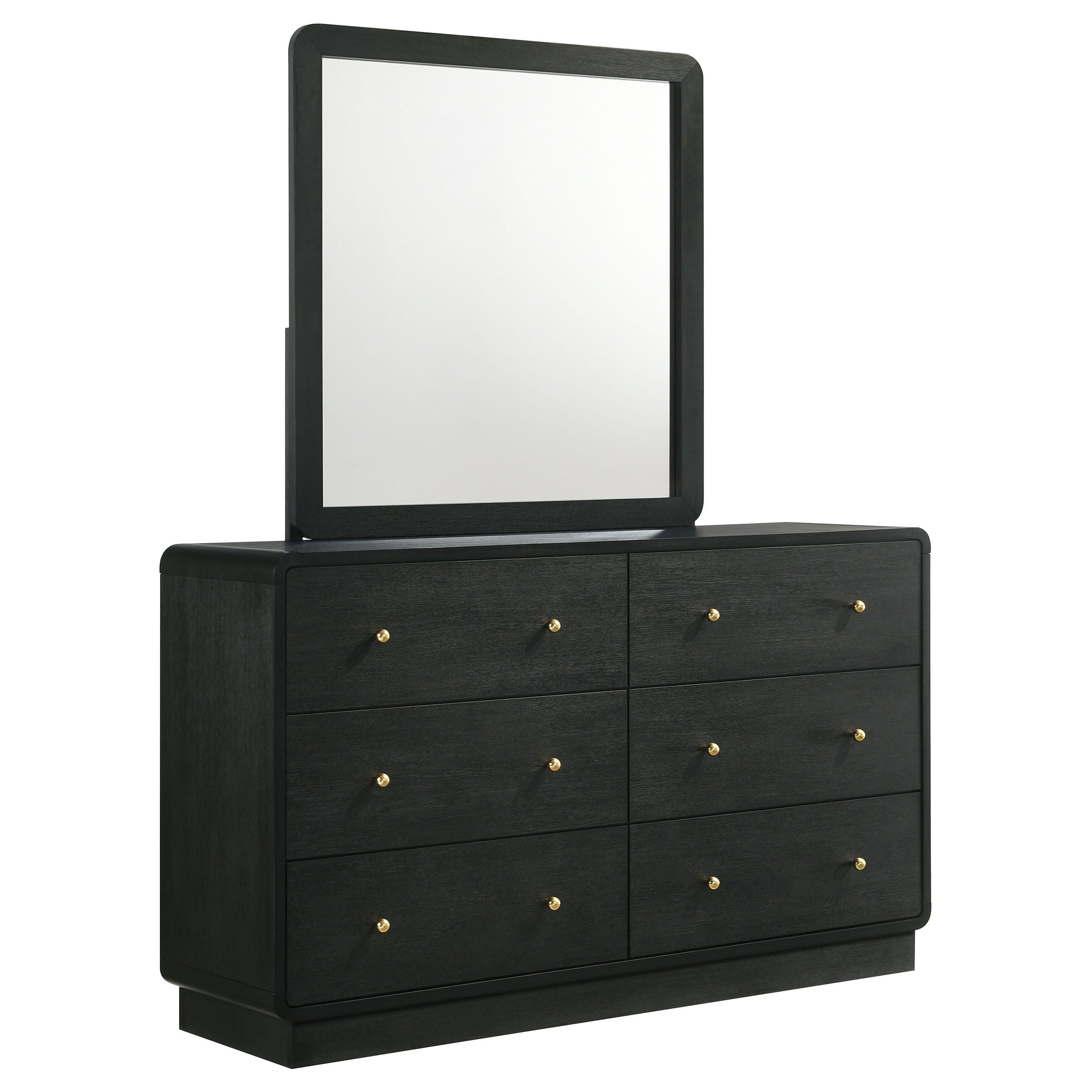Coaster Fine Furniture Cavelle - 6-Drawer Dresser And Mirror - Black | Meri Furniture