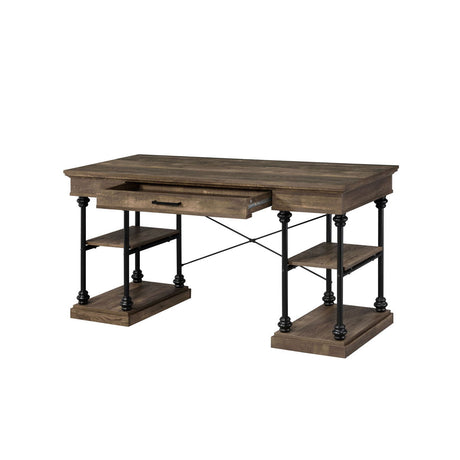 Synal - Writing Desk - Rustic Oak & Black Finish