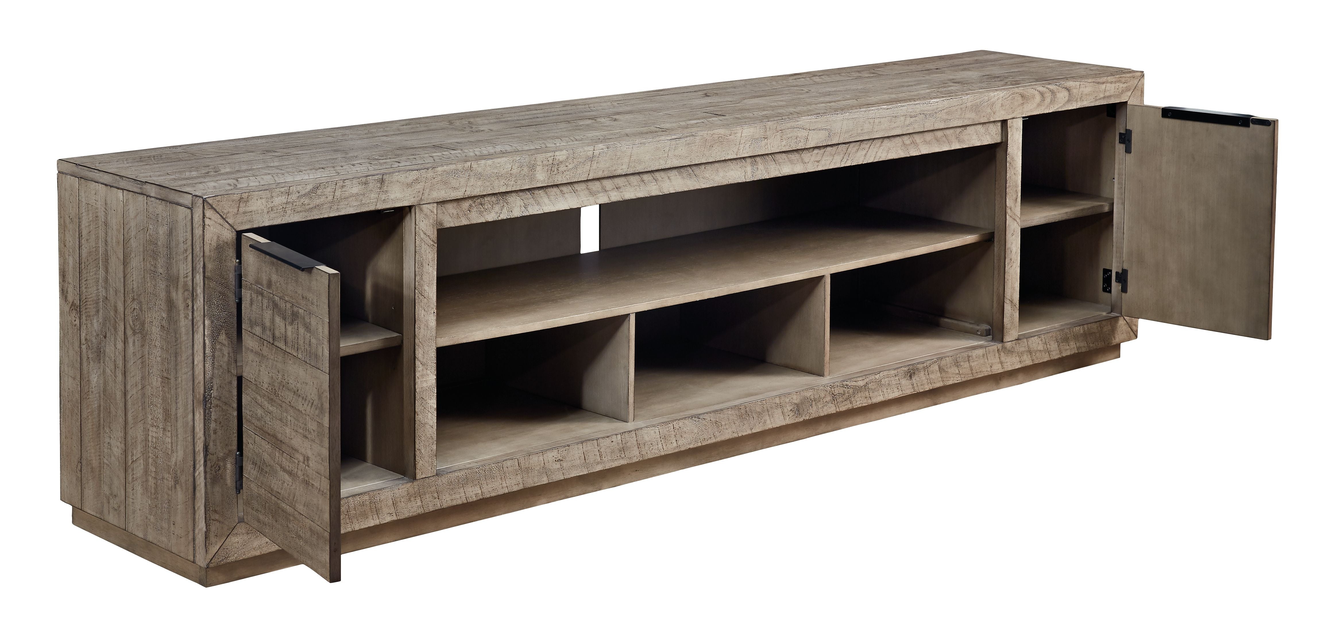 Signature Design by Ashley® Krystanza - Weathered Gray - XL TV Stand W/Fireplace Option | Meri Furniture