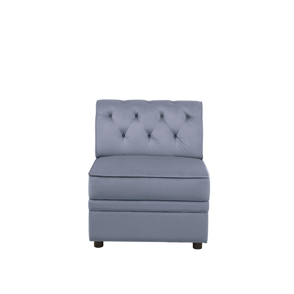 ACME Bois II - Armless Chair - Gray Velvet | Meri Furniture