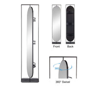 Full Length Standing Mirror, 360° Swivel Floor Mirror For Bedroom - Black