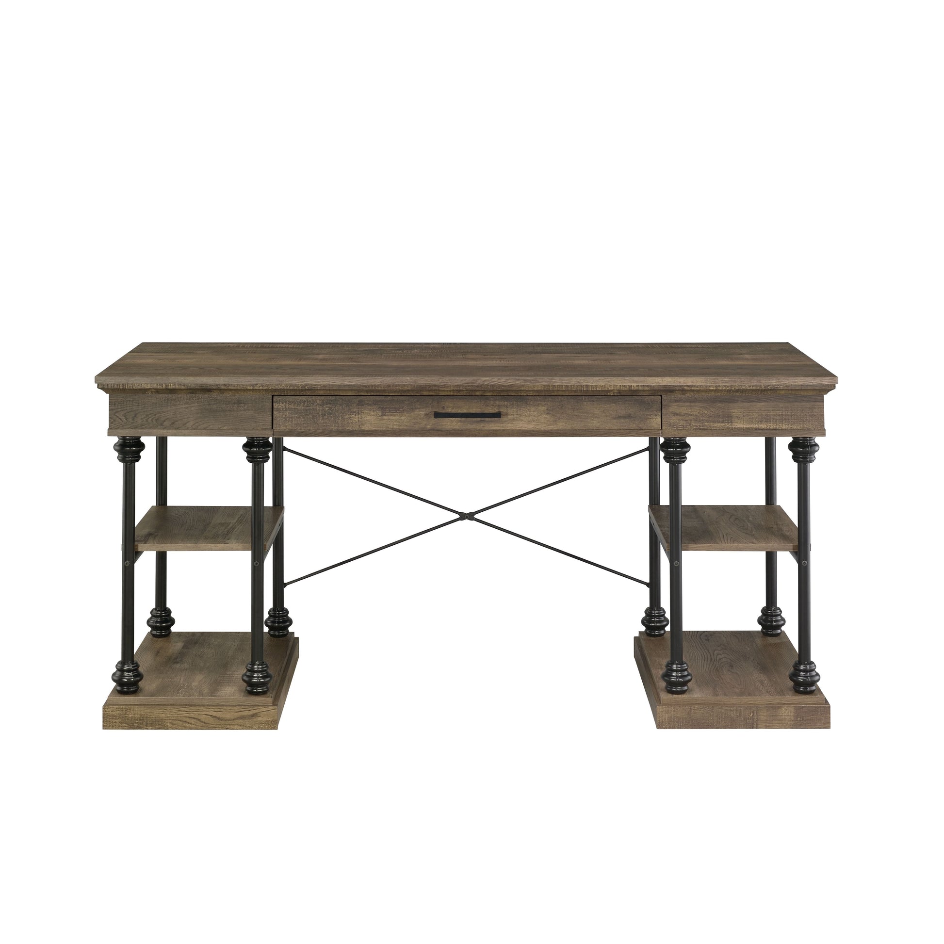 ACME Synal - Writing Desk - Rustic Oak & Black Finish | Meri Furniture