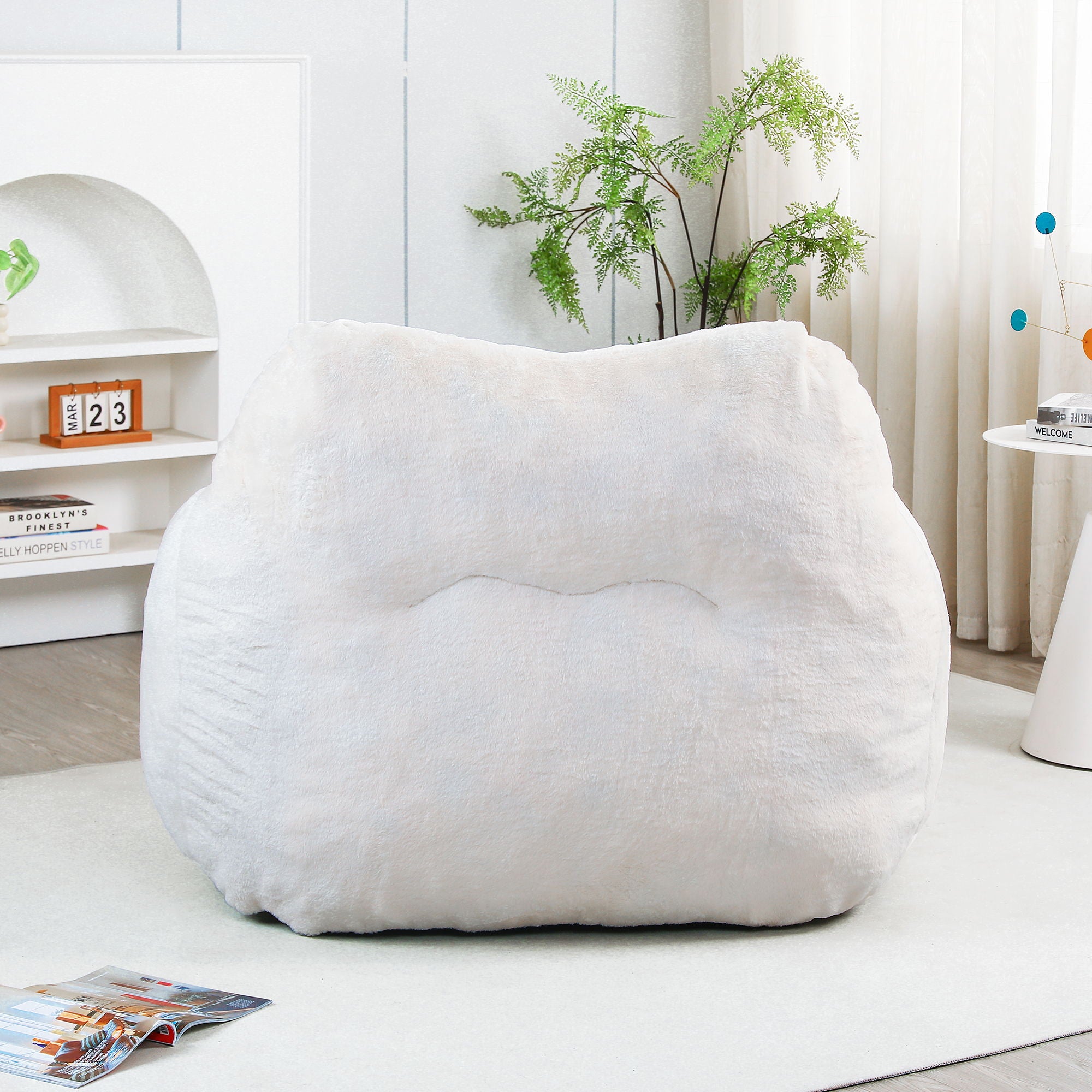 Beanbag Sofa Chair With Armrests Stuffed High Density Foam