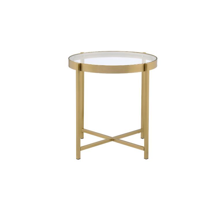 ACME Charrot - End Table - Gold Finish | Meri Furniture
