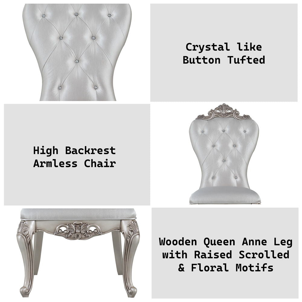 Gorsedd - Side Chair Set of 2) - Cream Fabric & Golden Ivory