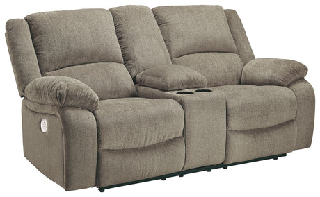 Draycoll - Pewter - Dbl Rec Pwr Loveseat W/Console