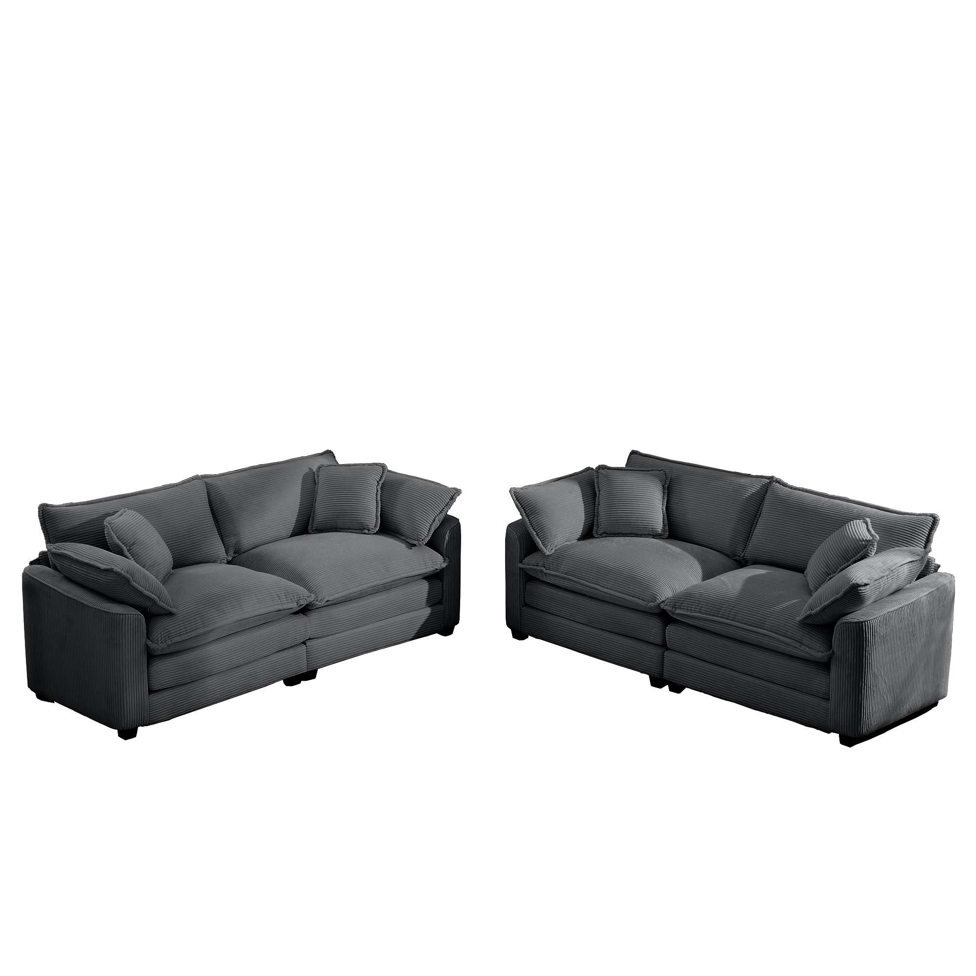 Elegant Corduroy Oversized Sectional Sofa Set With Deep Seats And Flexible Layout