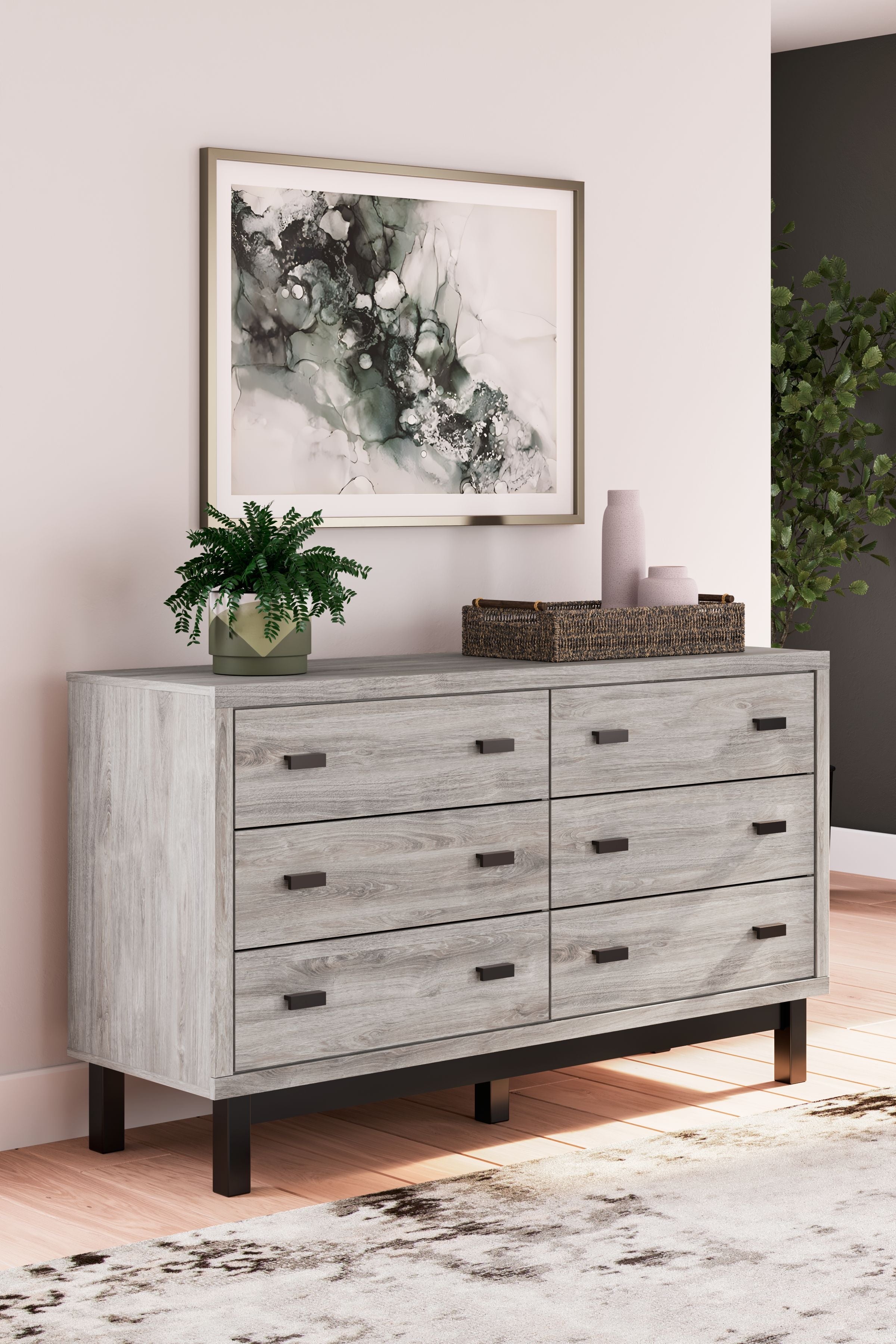Signature Design by Ashley® Vessalli - Black / Gray - Six Drawer Dresser | Meri Furniture