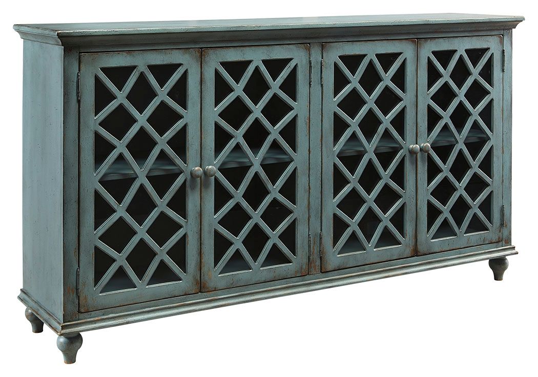 Ashley Furniture Mirimyn - Antique Teal - Accent Cabinet - Vintage Finish | Meri Furniture