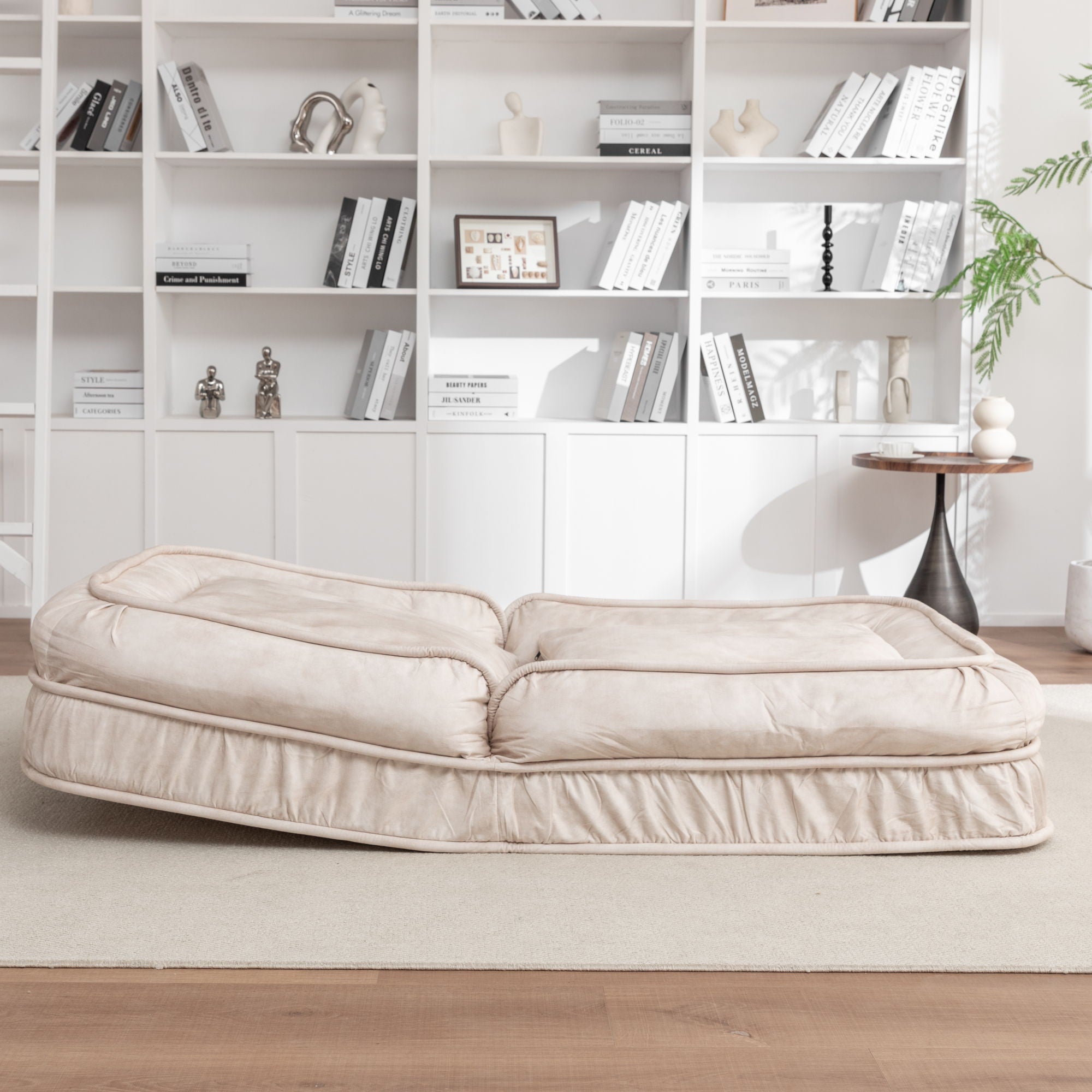 Upholstered Human Dog Bed And Pets, Bean Bag Floor Sofa With Massage Pillow, 5 Adjustable Positions & 2 Soft Pillows