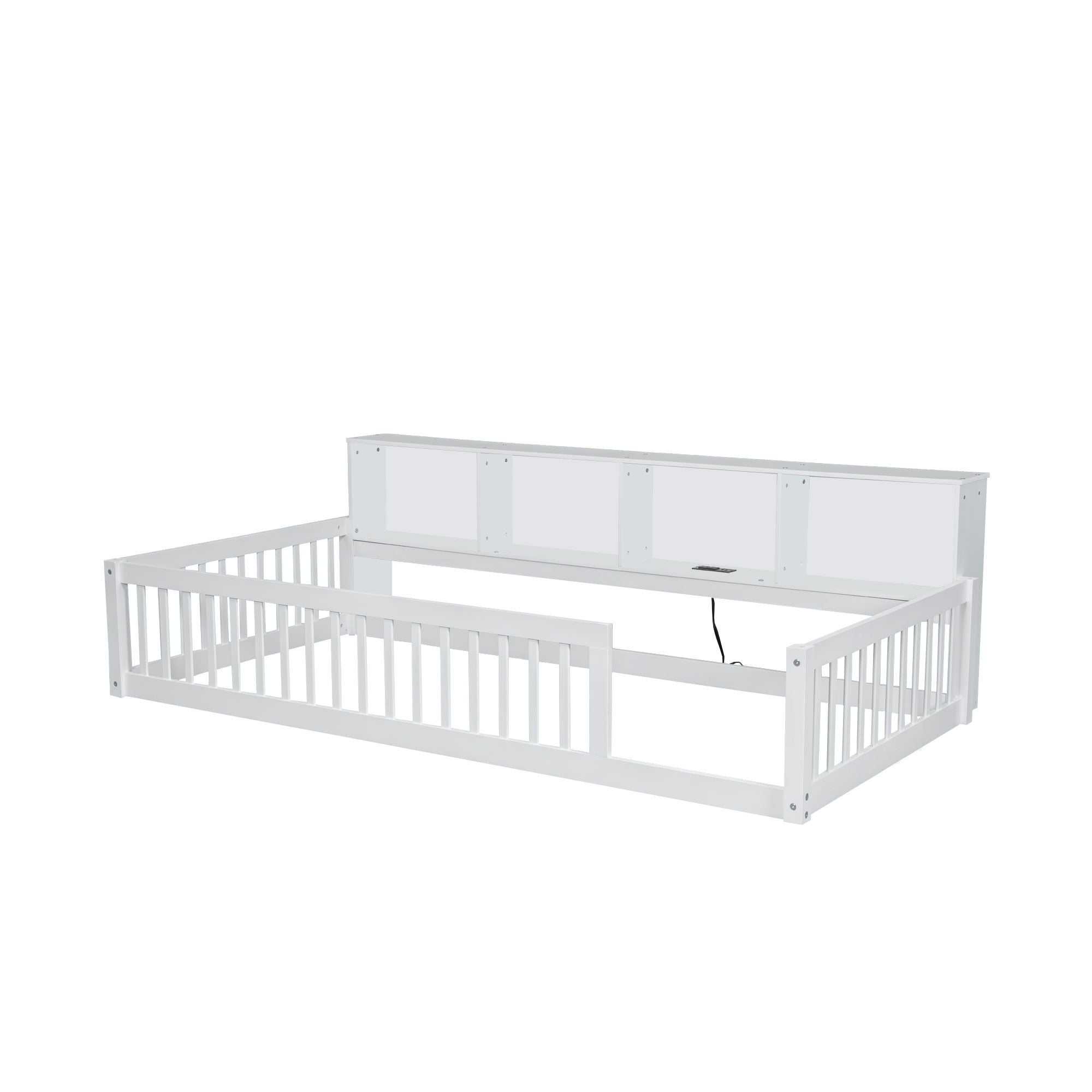 Floor Bed With Storage Cabinets And USB Ports