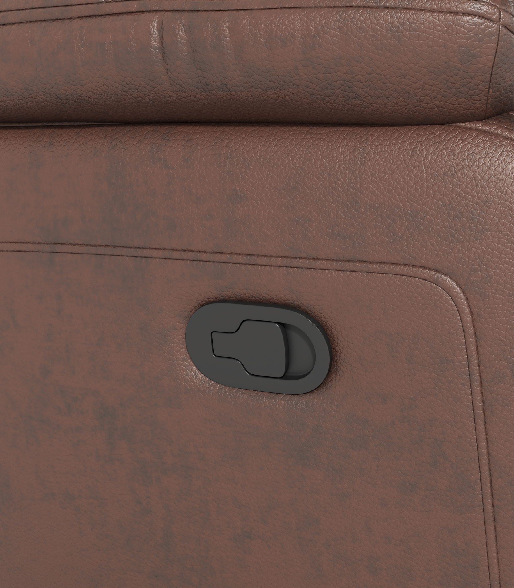 Genuine Leather Non Power Reclining Sofa With Drop Down Table, Stainless Steel Cupholders And Magazine Bag