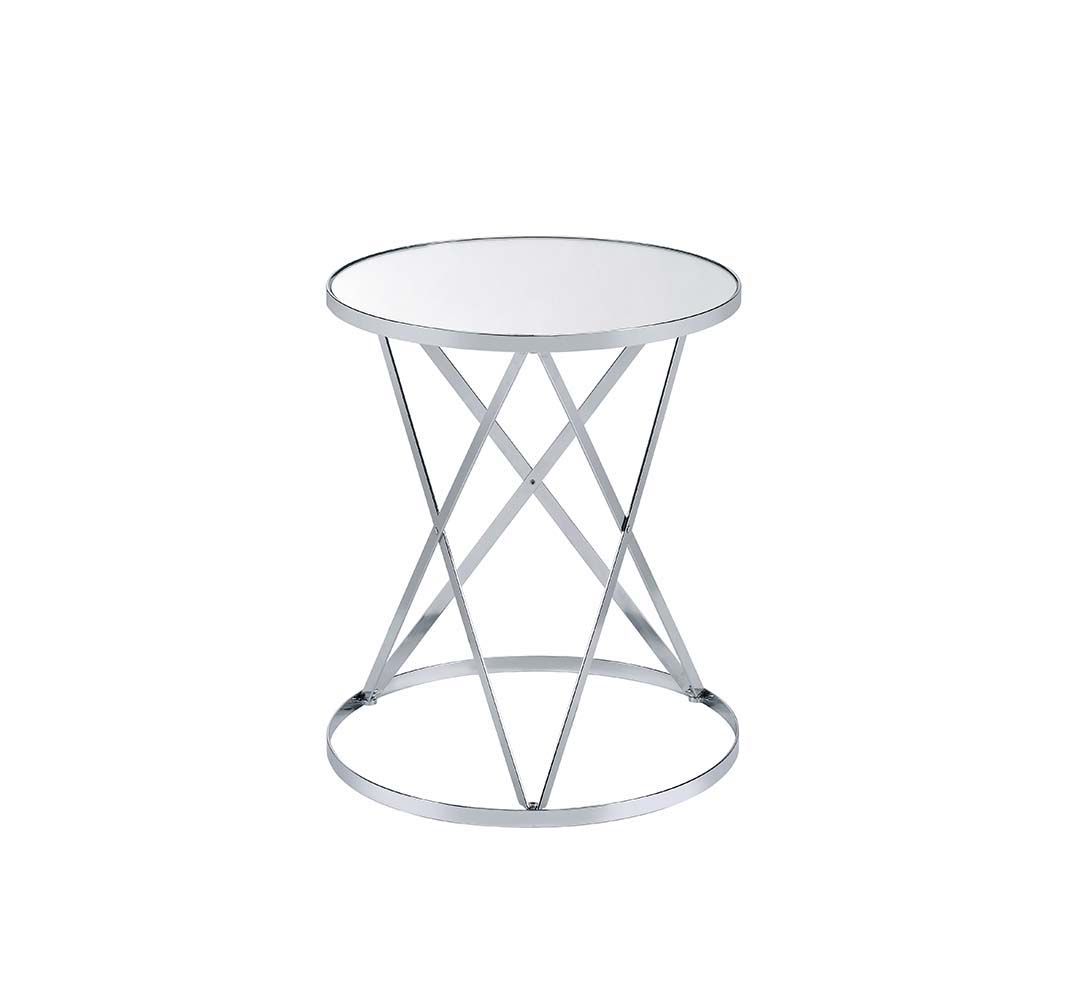 ACME Flux - Accent Table - Mirror & Chrome Finish | Meri Furniture