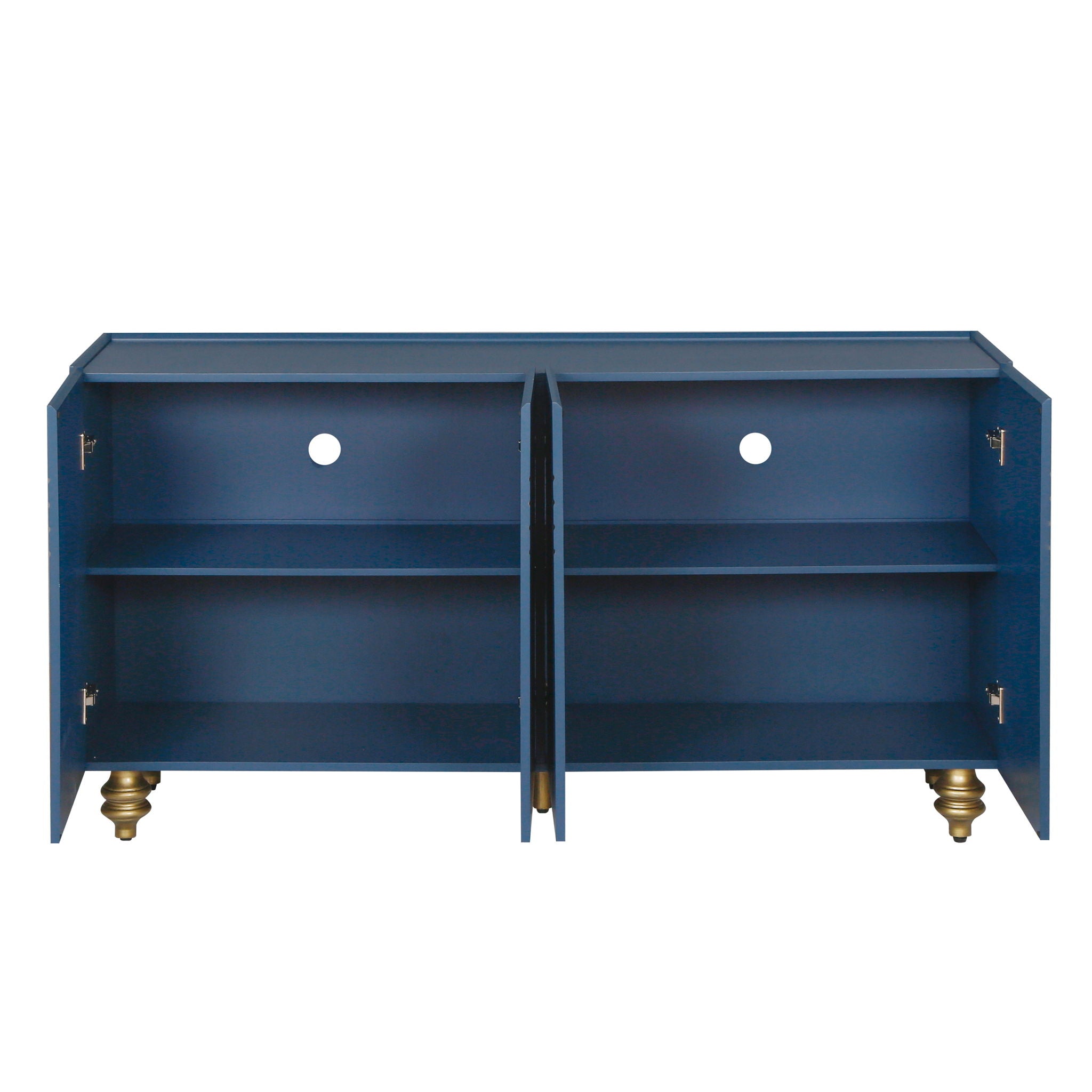 Modern Fluted Sideboard Buffet With Storage, Curve Element, 4 Doors With Adjustable Shelves