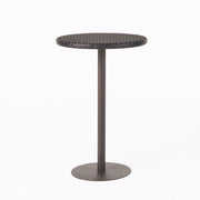 Outdoor Round Rattan Bar Table With Iron Frame - Multi Brown