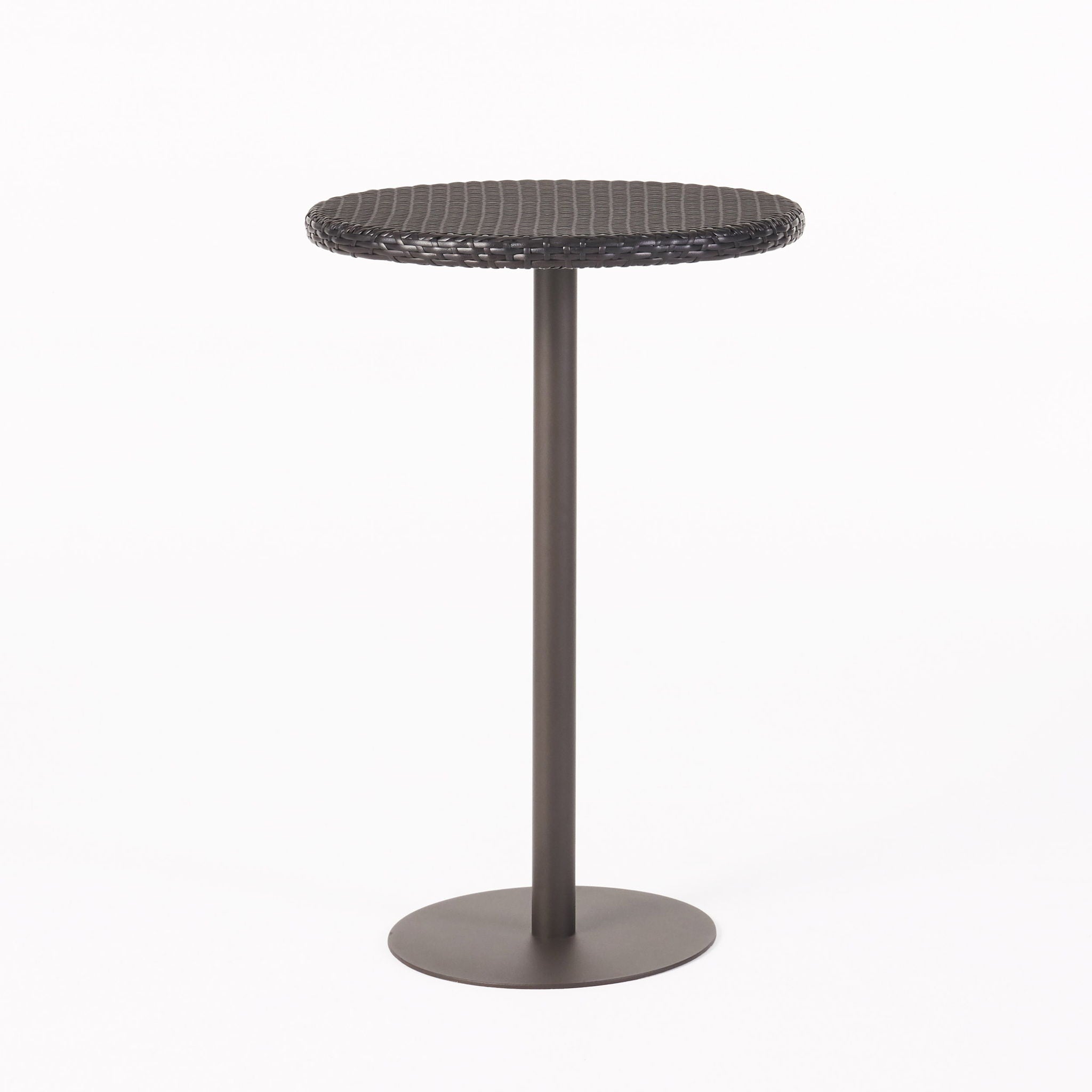 Outdoor Round Rattan Bar Table With Iron Frame - Multi Brown