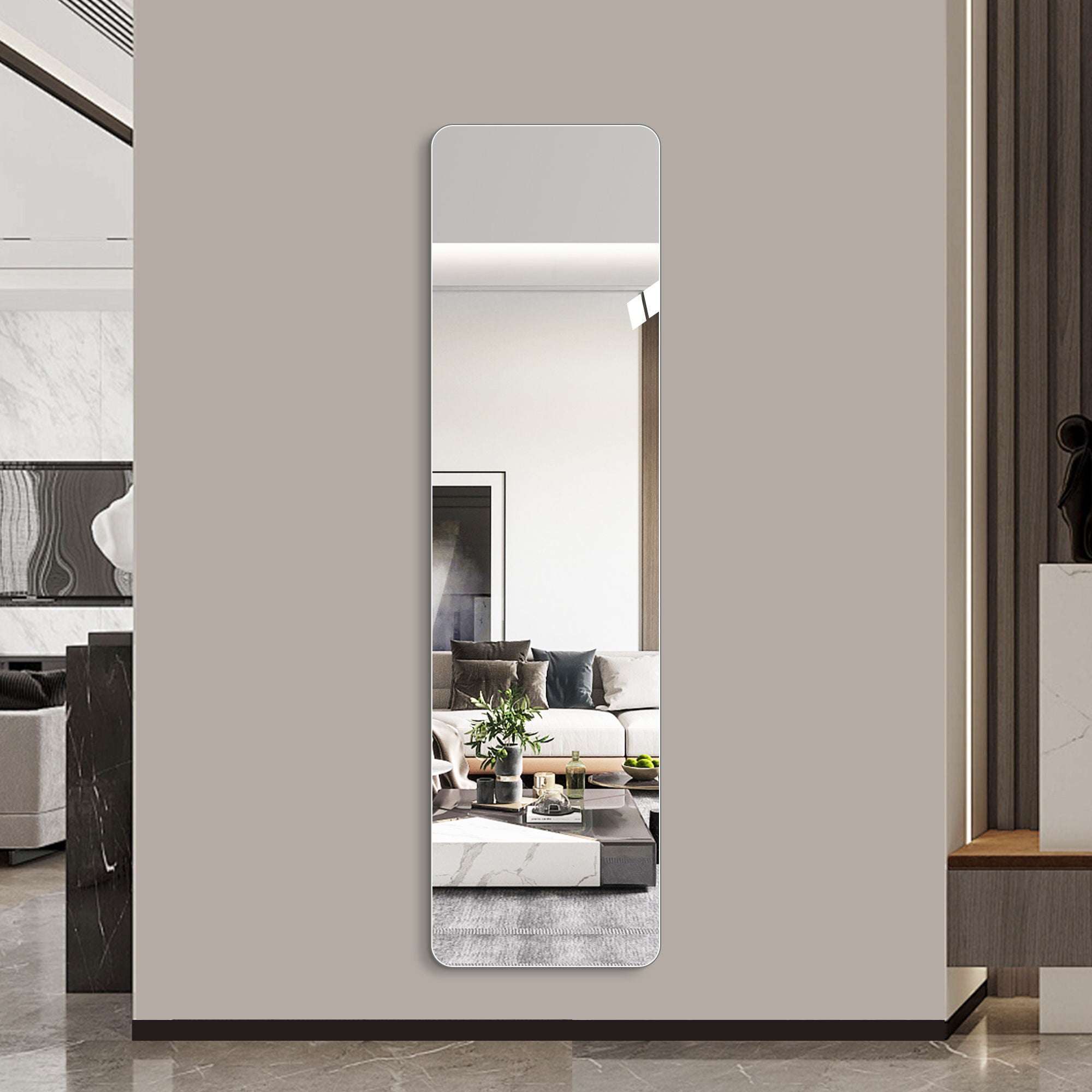 Full Body Round Corner Mirror For Living Room