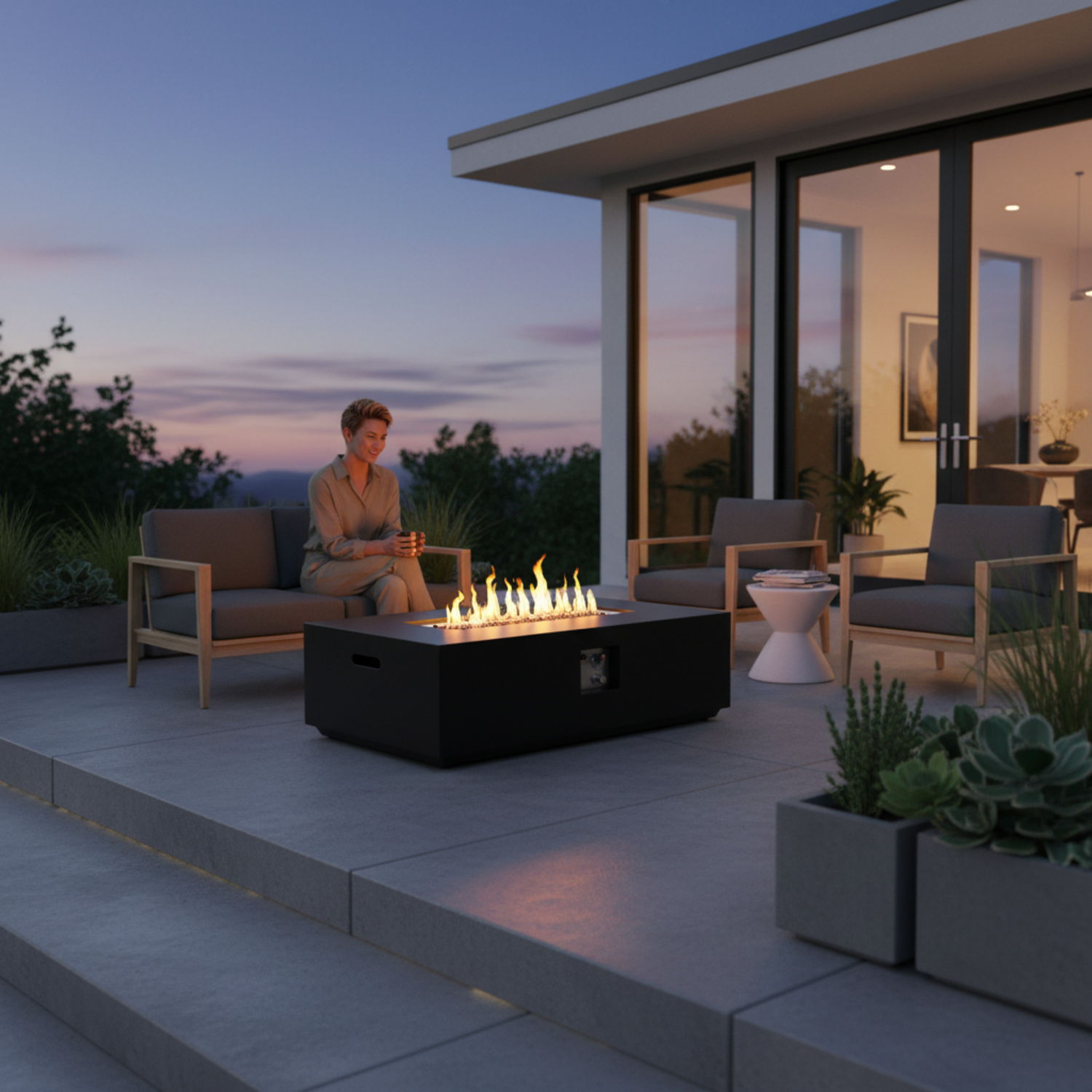 Propane / Natural Gas Fire Pit Table, 50,000 BTU - Charcoal