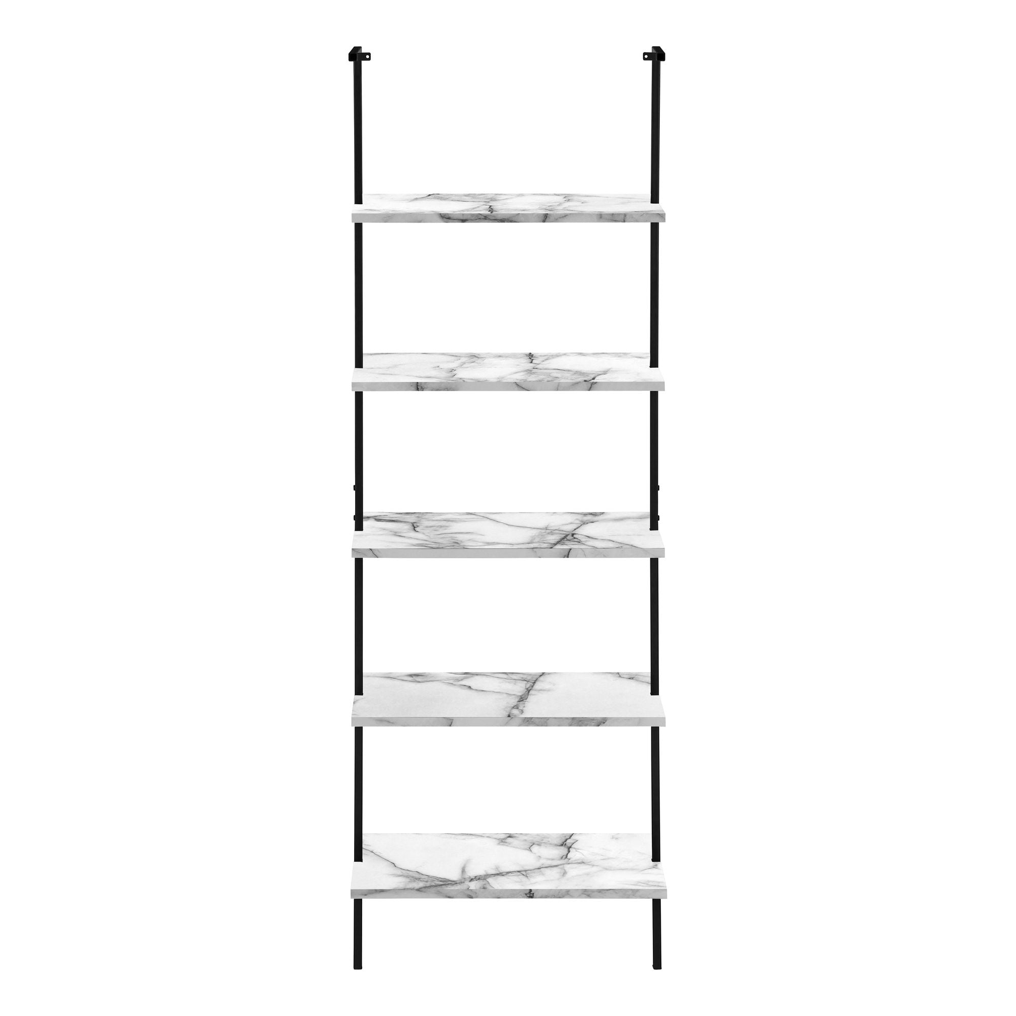 Bookshelf, Bookcase, Etagere, Ladder, 5 Tier, For Office, Marble Look Contemporary & Modern