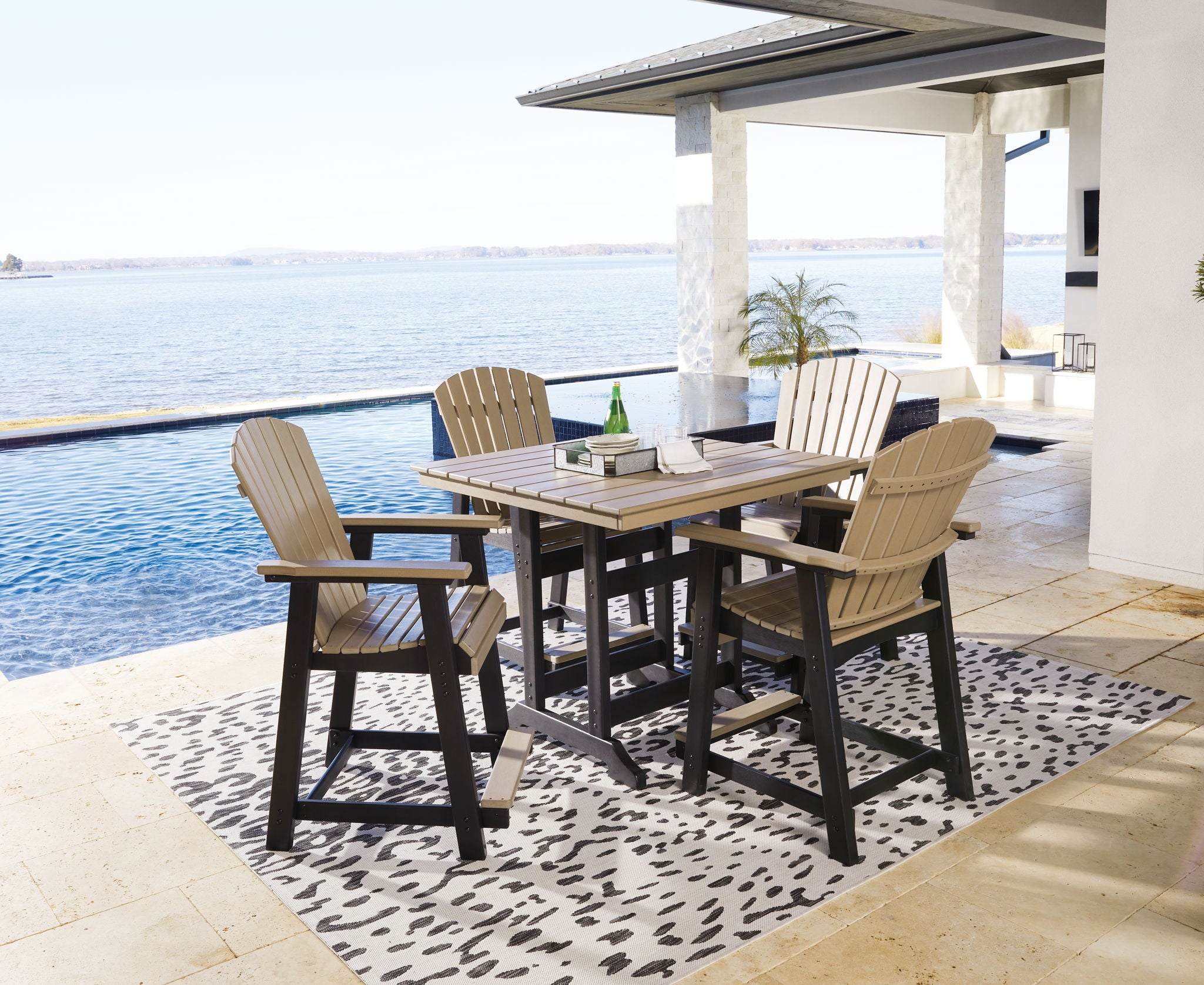 Fairen Trail - 5 Pc. - Counter Dining Set - Black / Driftwood