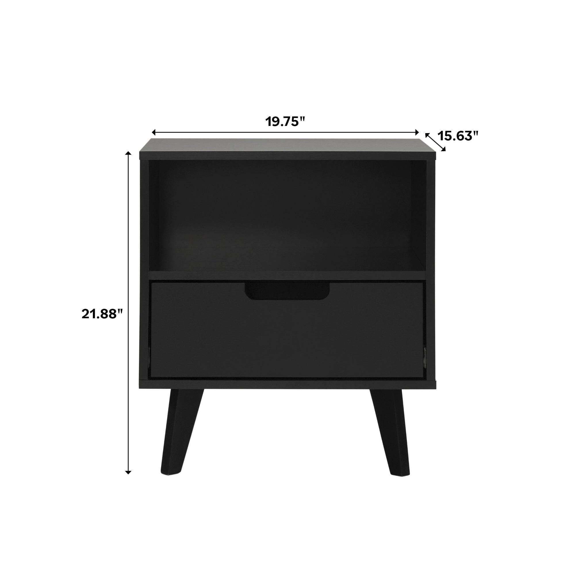 Modern 1 Drawer Nightstand With Open Cubby