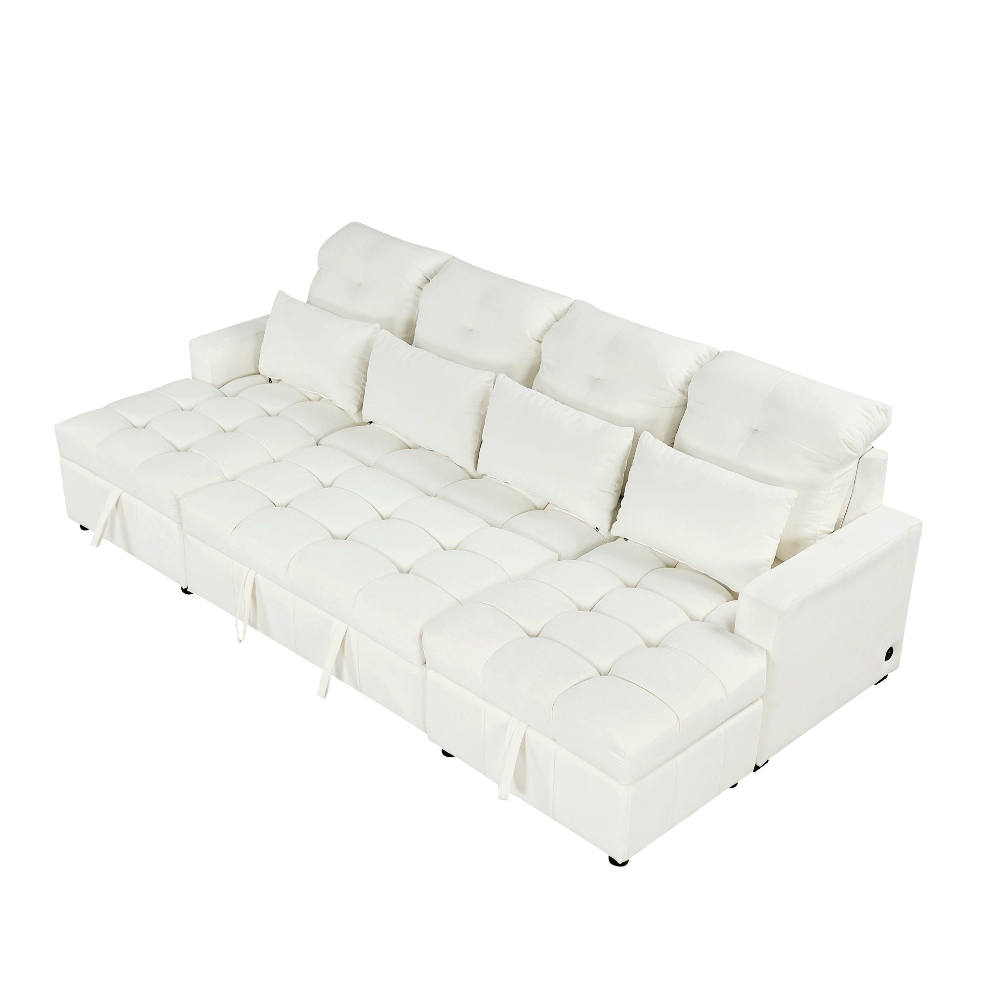 Oversized U-Shaped Versatile Sectional, Pull-Out Sofa Bed With Double Storage Chaise Lounges And 2 USB Ports For Living Room