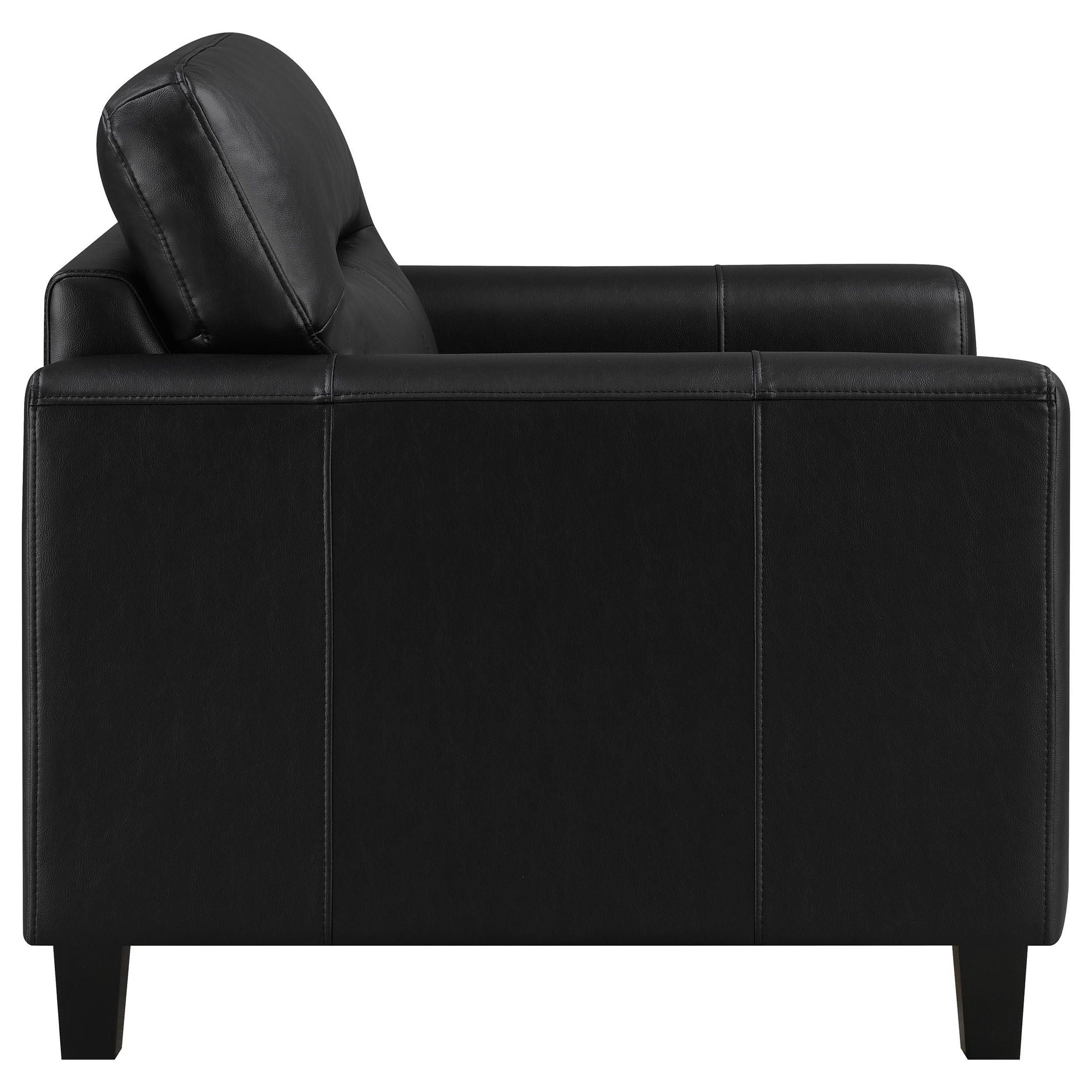 Scotland 3-piece Faux Leather Upholstered Sofa Set Black