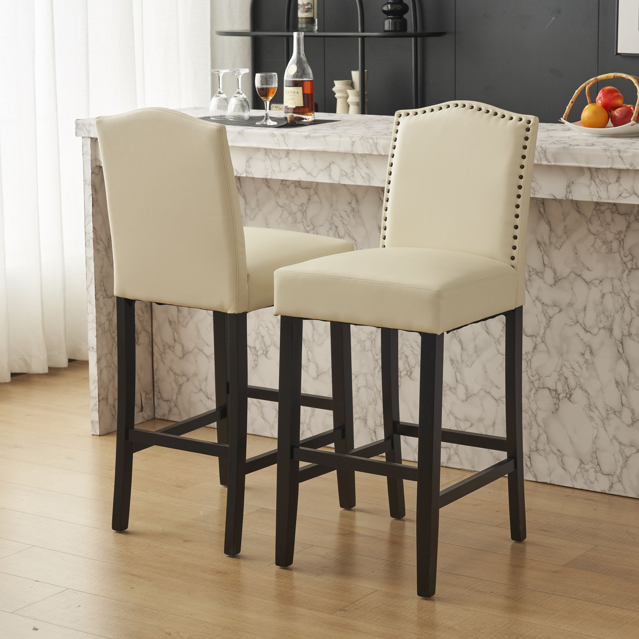 Counter Height Upholstered Bar Stools (Set of 2)
